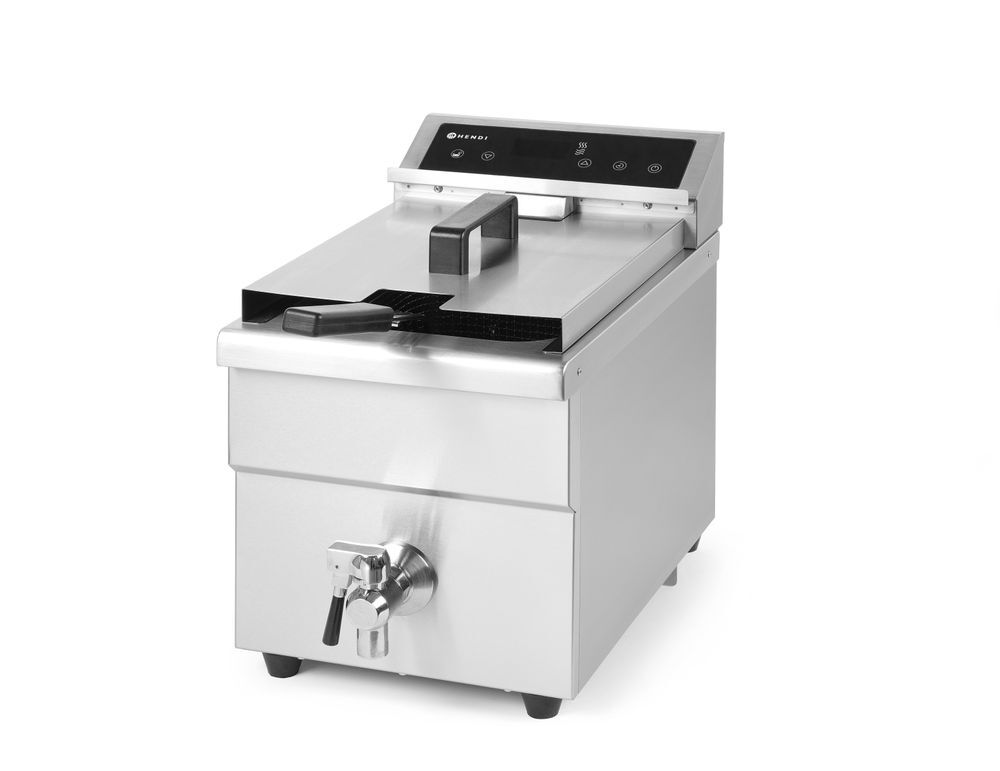 HENDI Induktionsfritteuse mit Ablasshahn - 8 l, 8L, Hellgrau, 230V/3500W, 288x619x(H)408mm