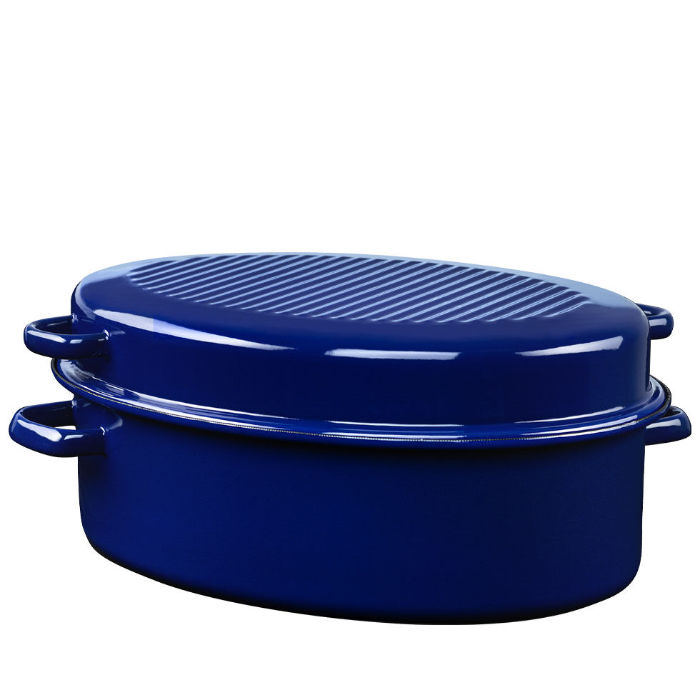 Riess Gänsebräter oval mit Deckel Emaille 38 cm