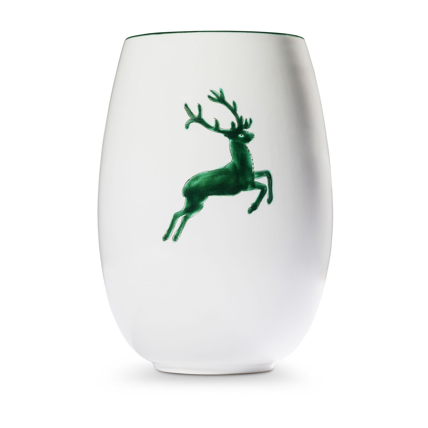Gmundner Keramik Grüner Hirsch, Vase 21cm