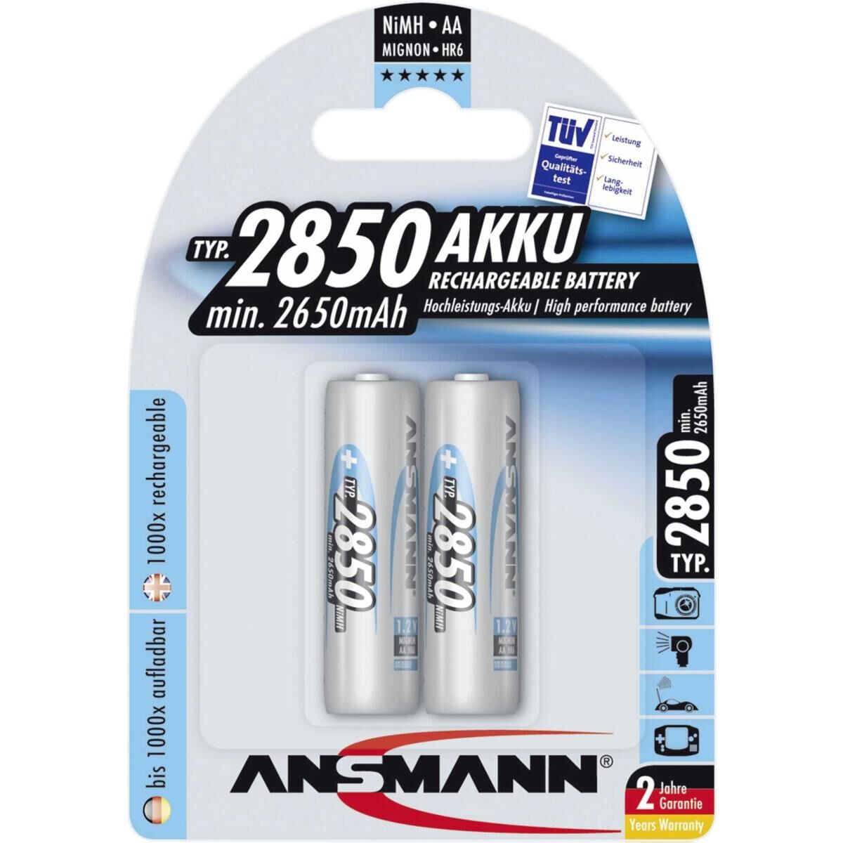 ANSMANN Mignon - Batterie 2 x AA-Typ - NiMH - (wiederaufladbar) - 2850 mAh