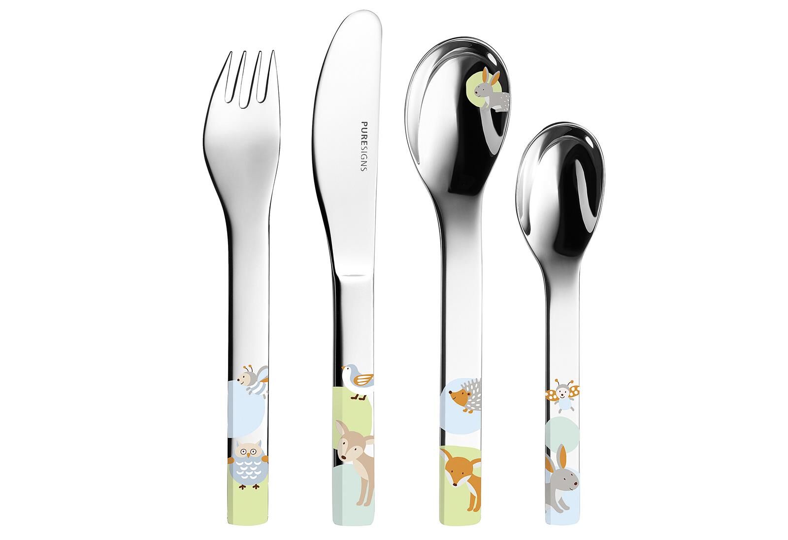 PURESIGNS Kinderbesteck Woody 4 teilig