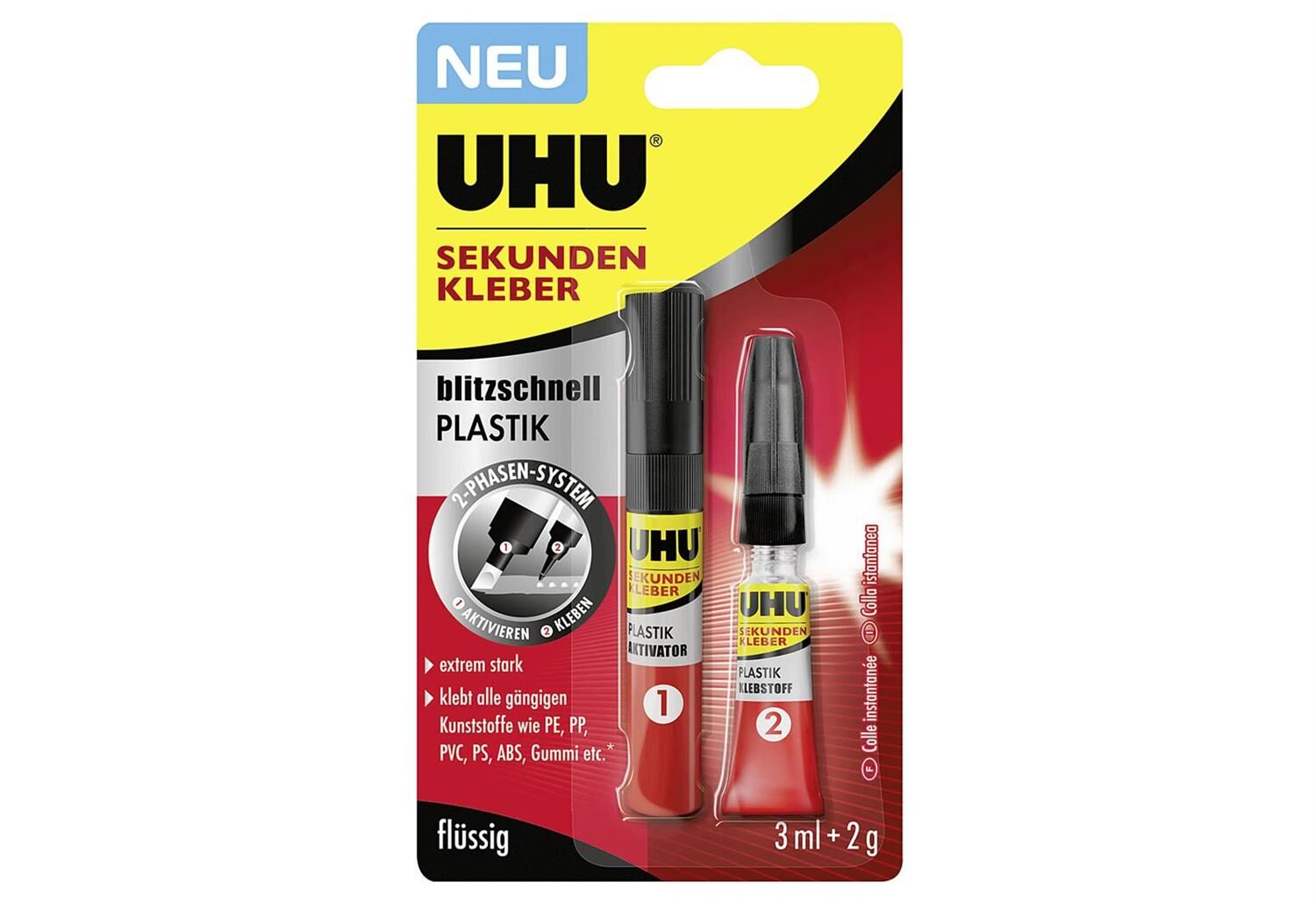 UHU Sekundenkleber Plastik 2g 3ml