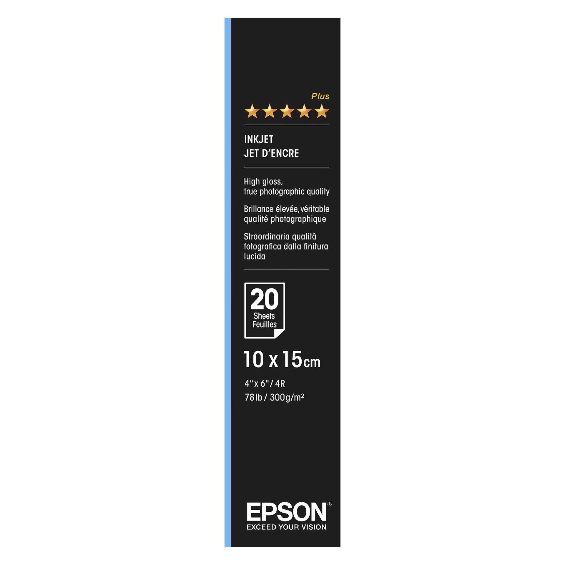Epson Ultra Glossy Photo Paper - Glänzend - 100 x 150 mm 20 Blatt Fotopapier - für EcoTank ET-2710, 2712, 2714, 2715, 2720, 2721, 2726, 2750, 2751, 2756, 4700, 4750