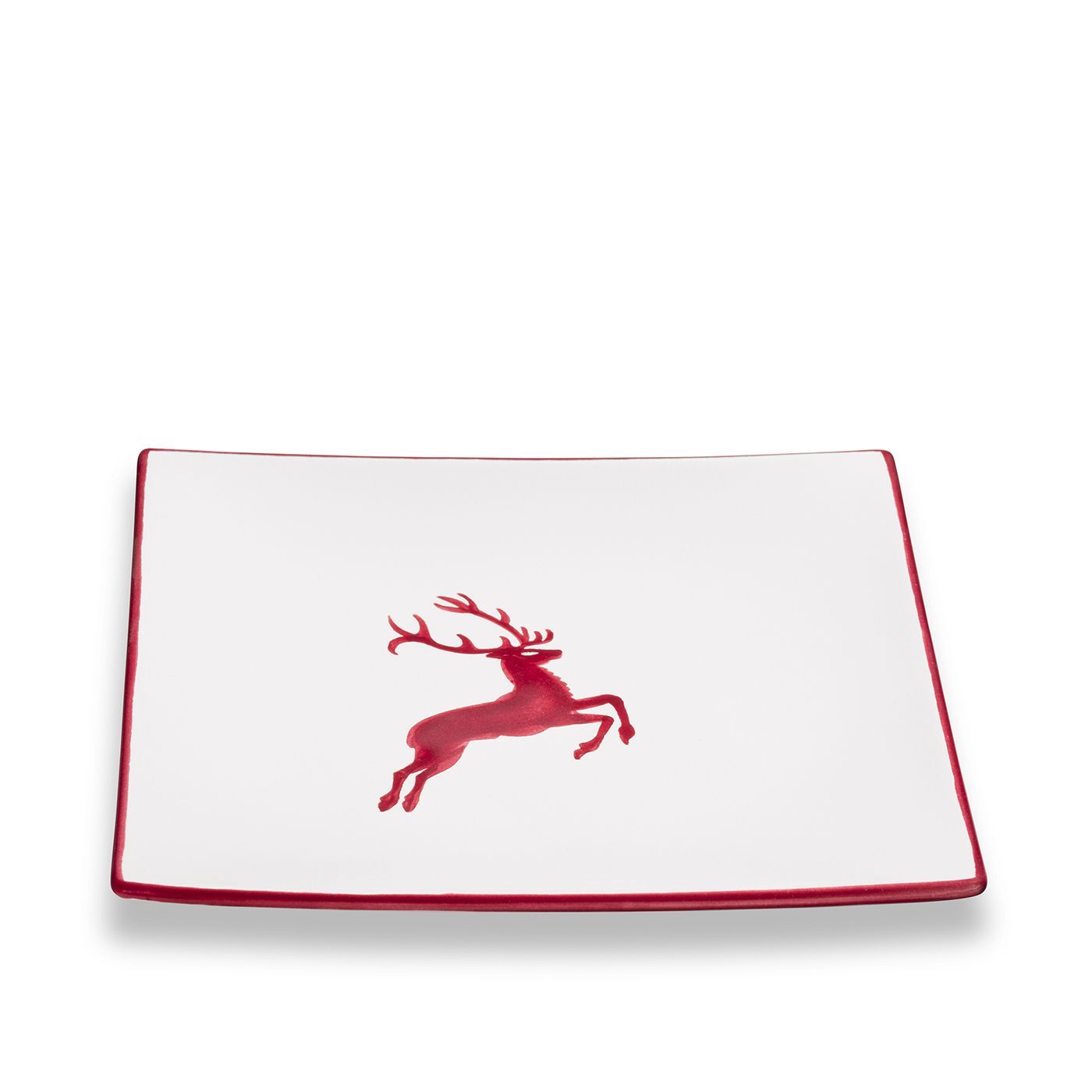 Gmundner Keramik Bordeauxr. Hirsch, Dessertteller Trend (20x20cm)