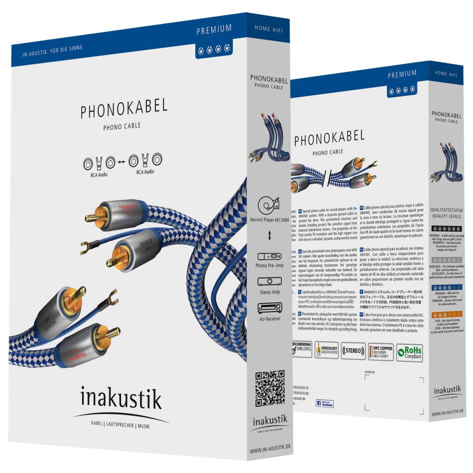 in-akustik Premium Audio Kabel Phono RCA - RCA 0,75m   00405107
