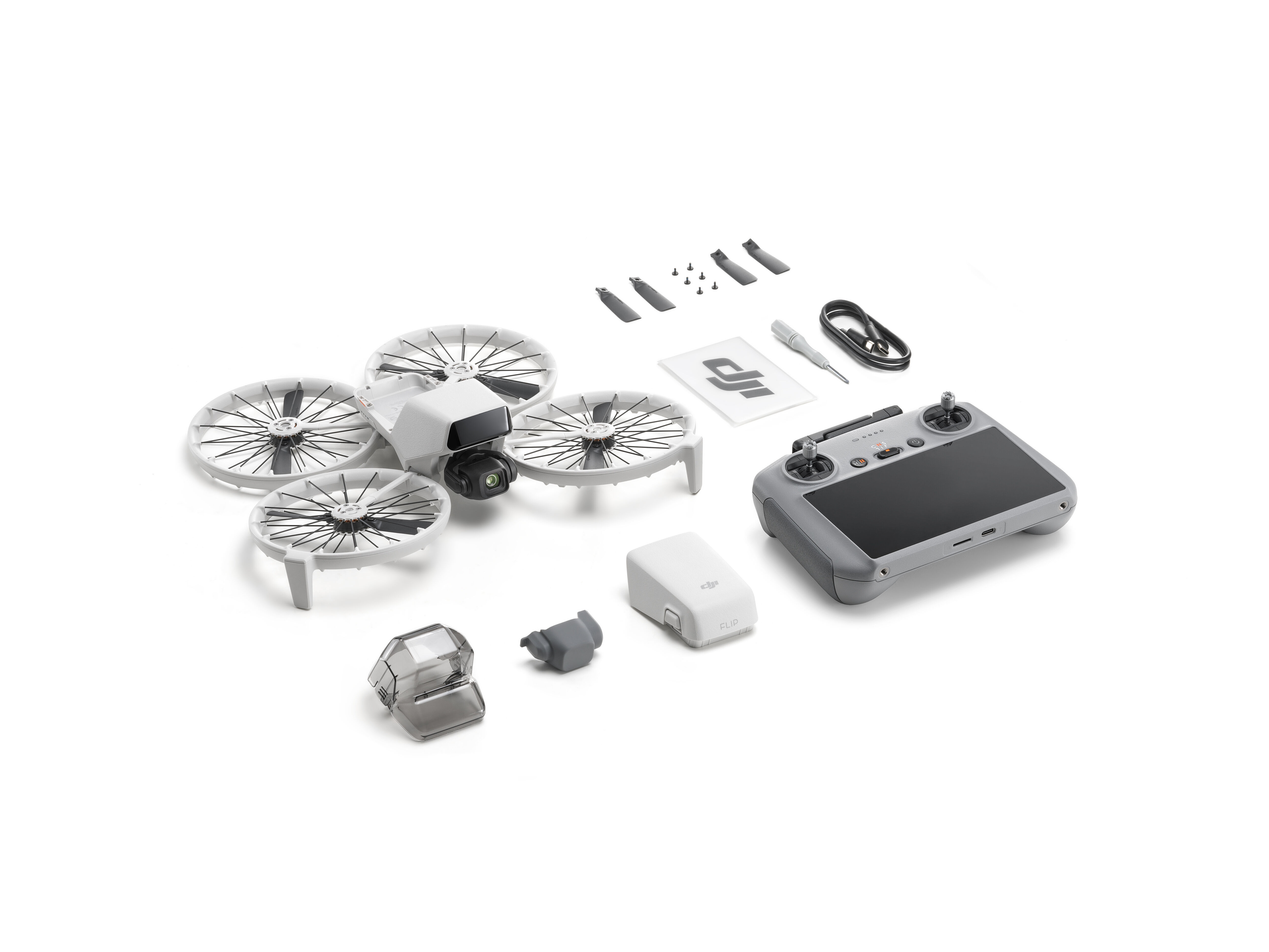 DJI Flip, 4 Rotoren, 48 MP, 3840 x 2160 Pixel, 16 m/s, 3110 mAh, Schwarz, Weiß