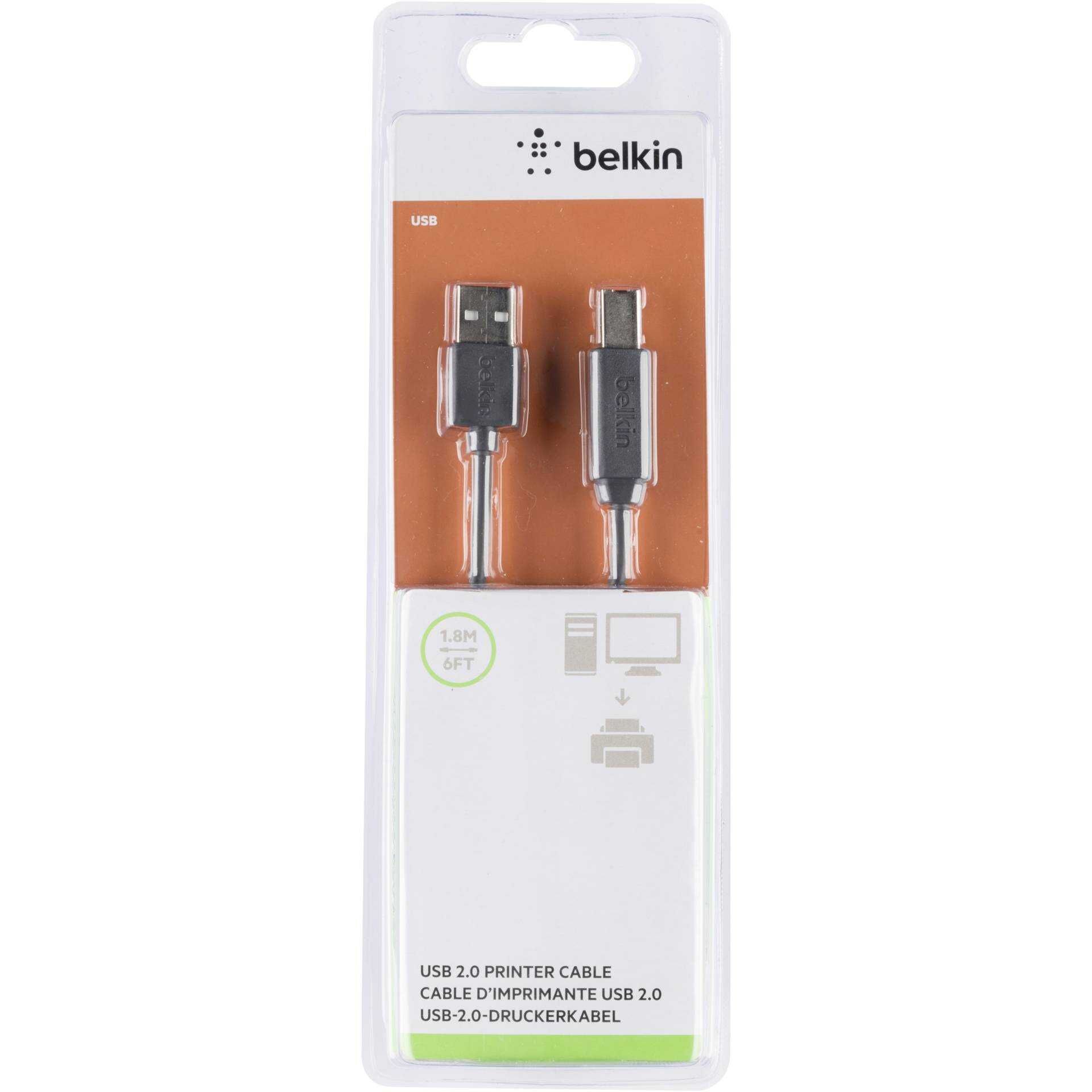 Belkin Premium Printer Cable - USB-Kabel - USB Typ B (M) bis USB (M) - USB 2.0 - 1.8 m - geformt