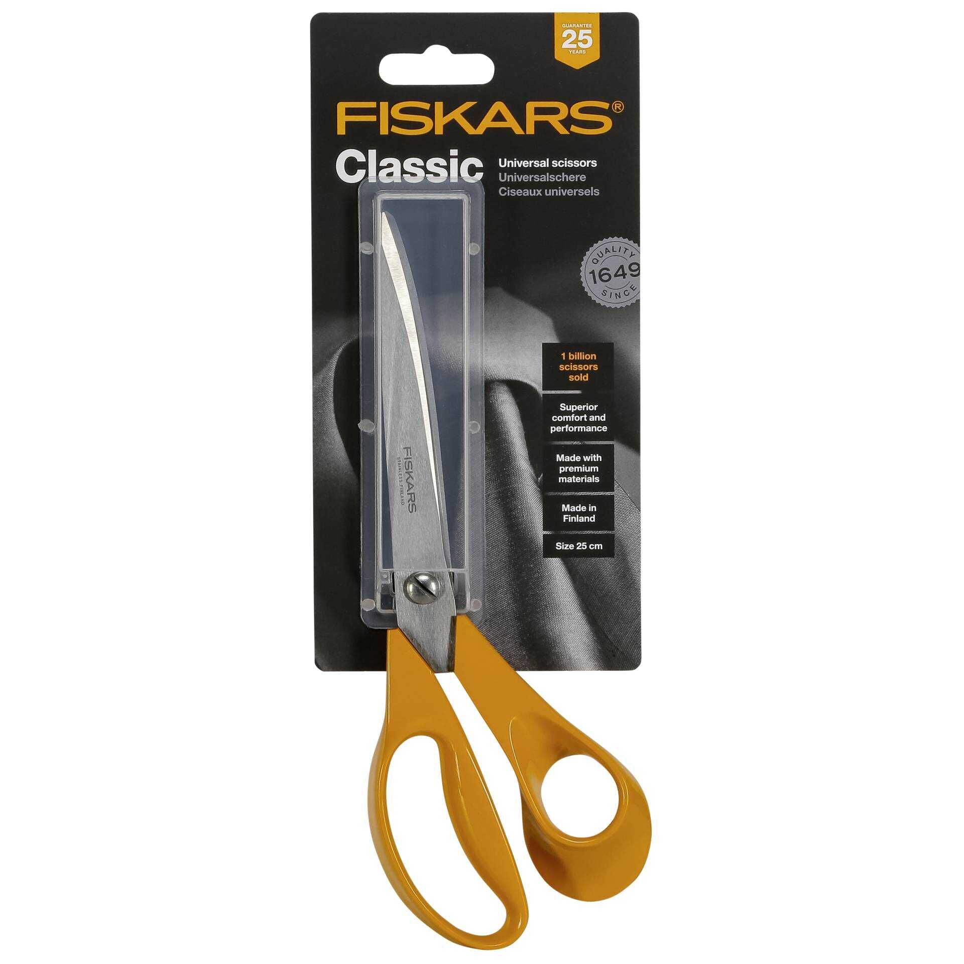 Fiskars Classic - Schere - Folie, Papier, Folie, Gewebe, Karton, laminiertes Material - 250 mm