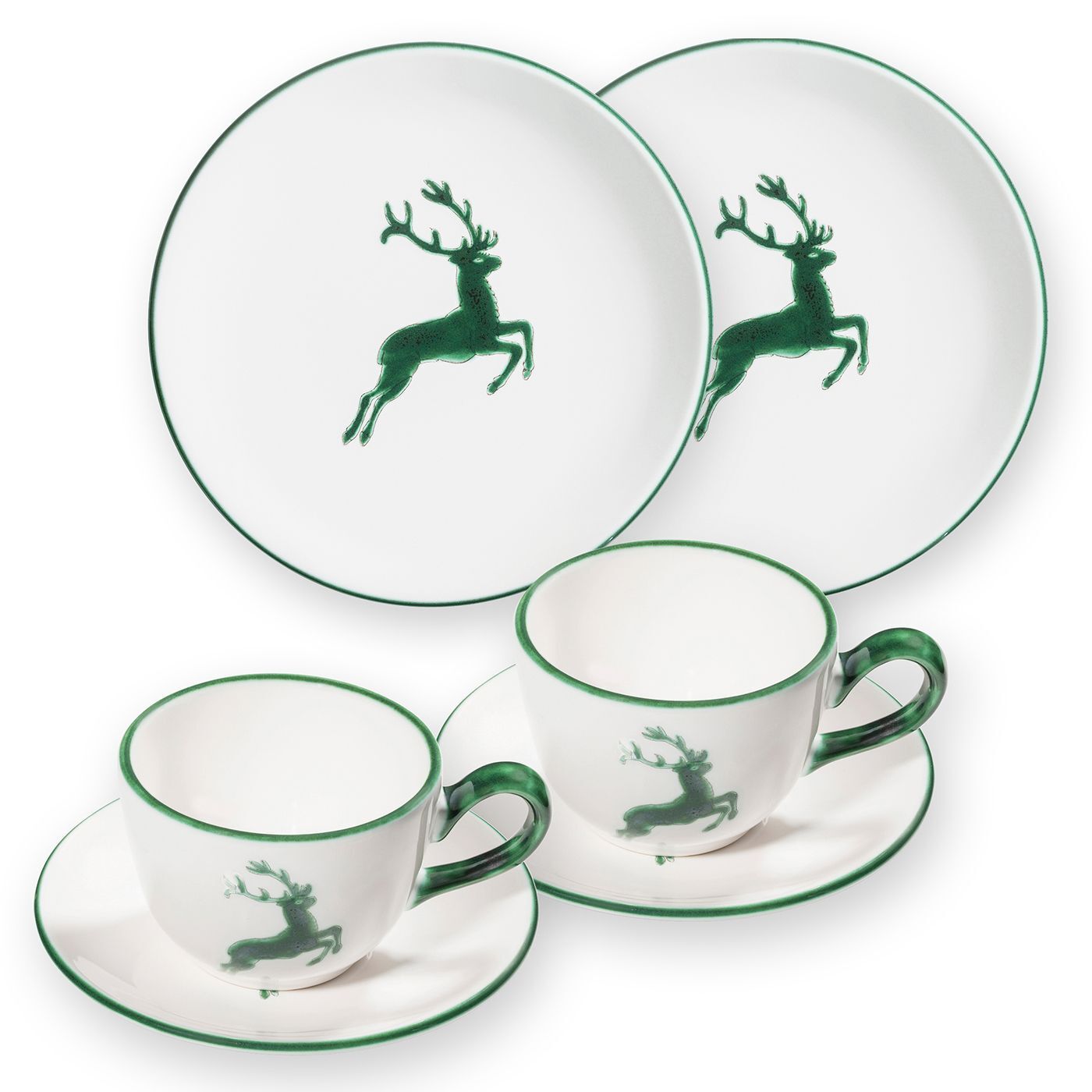 Gmundner Keramik Grüner Hirsch, Frühstück für 2 Cup