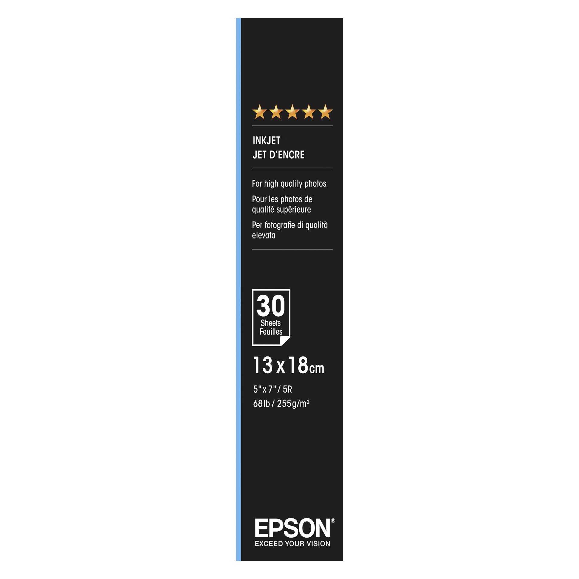 Epson Premium Glossy Photo Paper - Glänzend - 130 x 180 mm - 255 g/m² - 30 Blatt Fotopapier - für EcoTank ET-2650, 2710, 2712, 2714, 2715, 2720, 2721, 2726, 2750, 2751, 2756, 4700, 4750