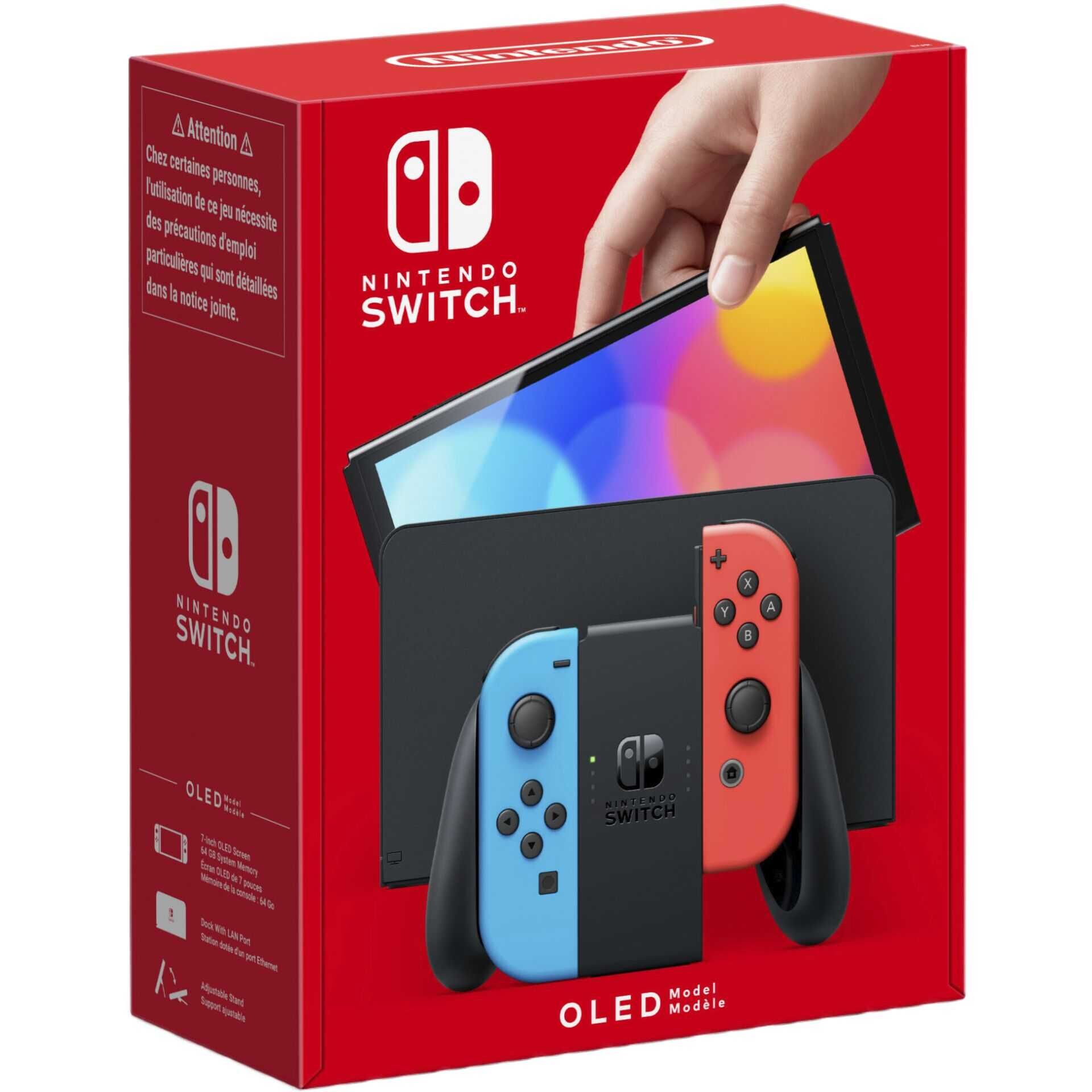 Nintendo Switch OLED - Spielkonsole - Full HD - Schwarz, Neonrot, Neonblau