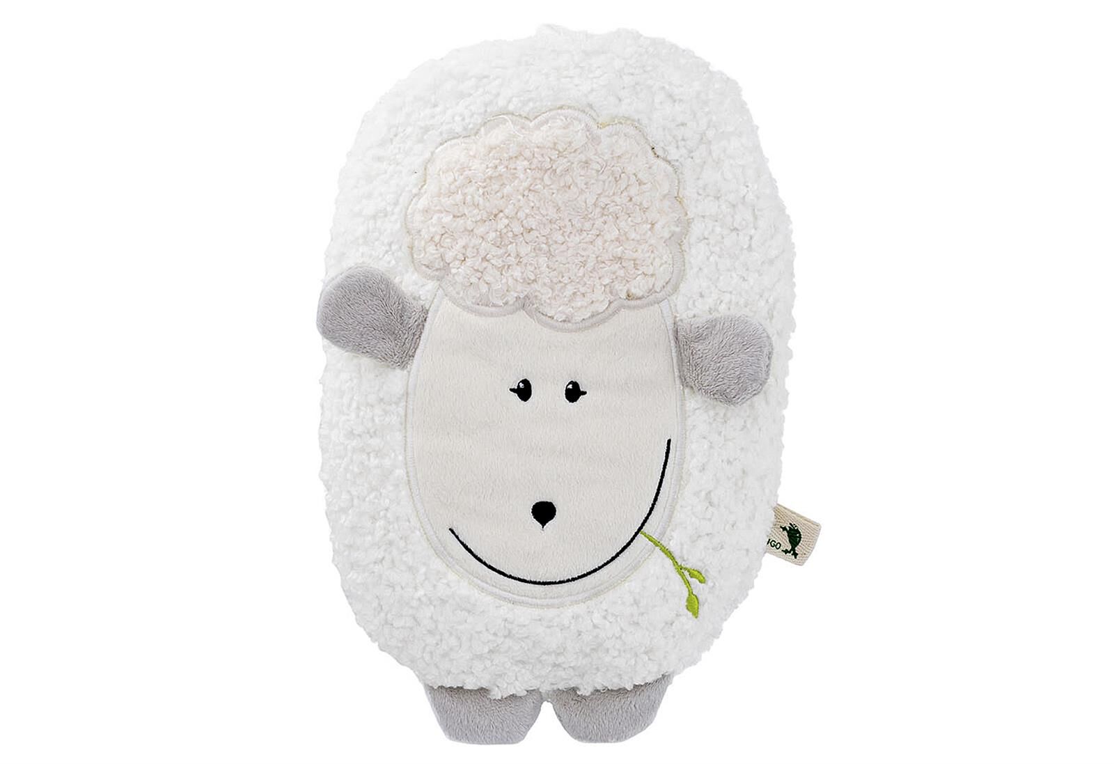 HUGO FROSCH Wärmflasche Lamm Flauschbezug mit Klettverschluss 0,8 Liter weiß