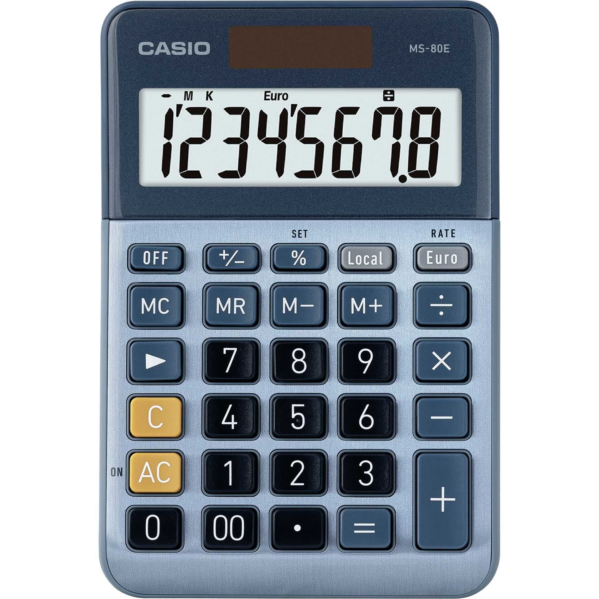 Casio MS-80E - Desktop-Taschenrechner - 8 Stellen - Solarpanel, Batterie - Blau