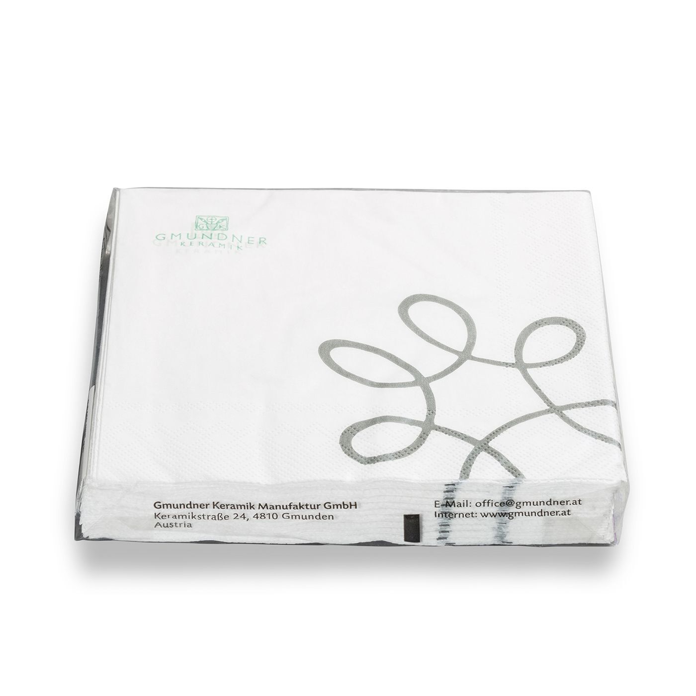 Gmundner Keramik Pur Geflammt Grau, Servietten 3-lg/20Stk, 33x33cm