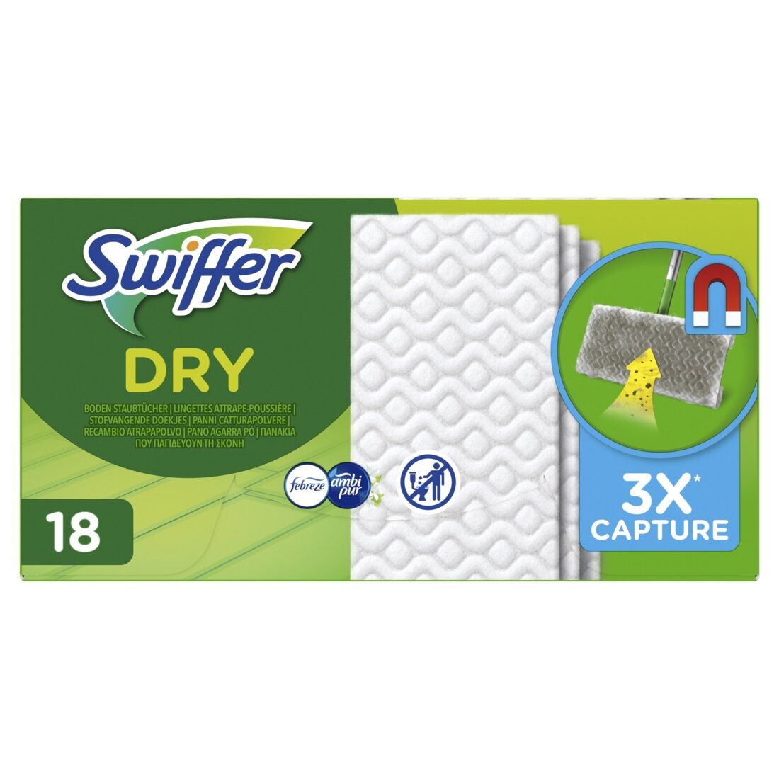 Swiffer Trocken Wischtücher Nachfüllpackung 18er mit Febrezeduft