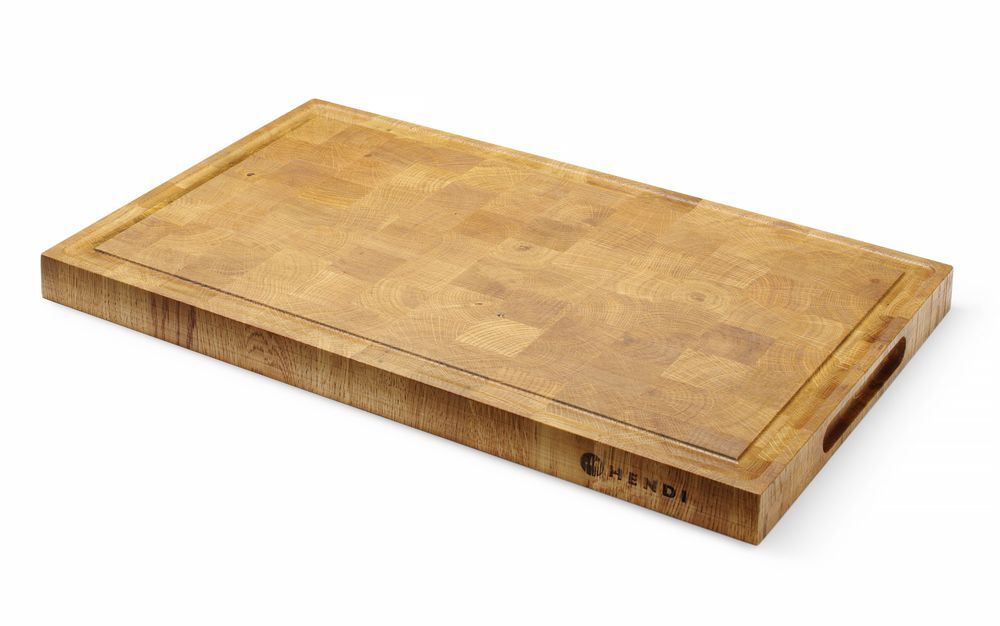 HENDI Servierbrett aus Eichenholz, Hirnholz, 530x325x(H)35mm