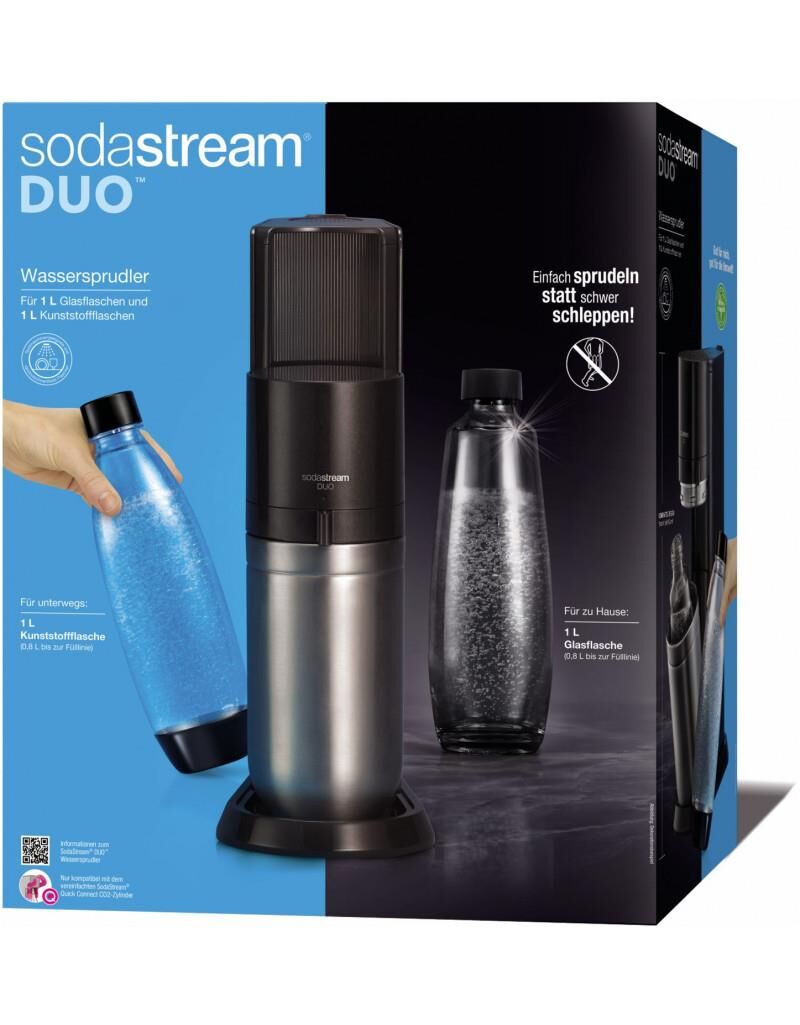 SodaStream DuoTitan Trinkwassersprudler inkl 1 Liter Glas- und 1 Liter Petflasche