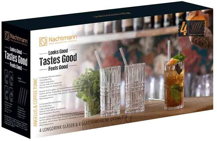 Nachtmann Longdrink  + 4 Glastrinkhalme 7573/8tlg Tastes Good 103144