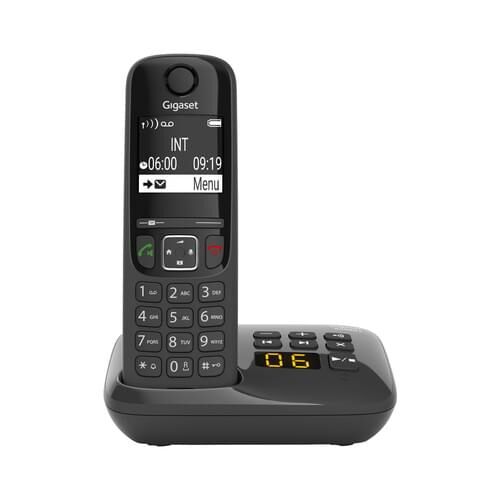 Gigaset Schnurlostelefon - Anrufbeantworter mit Rufnummernanzeige - in Schwarz AS690A