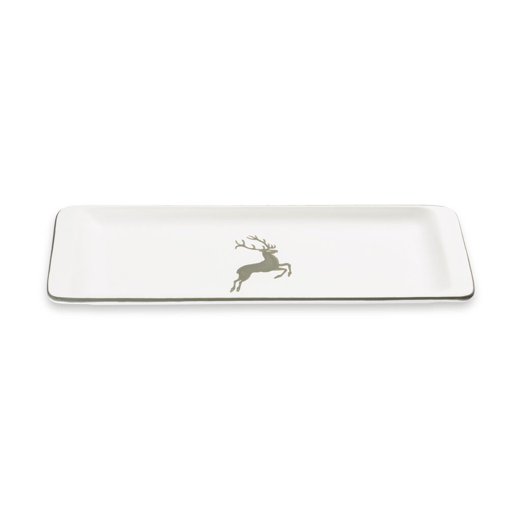 Gmundner Keramik Grauer Hirsch, Stollenplatte 42 x 16 cm