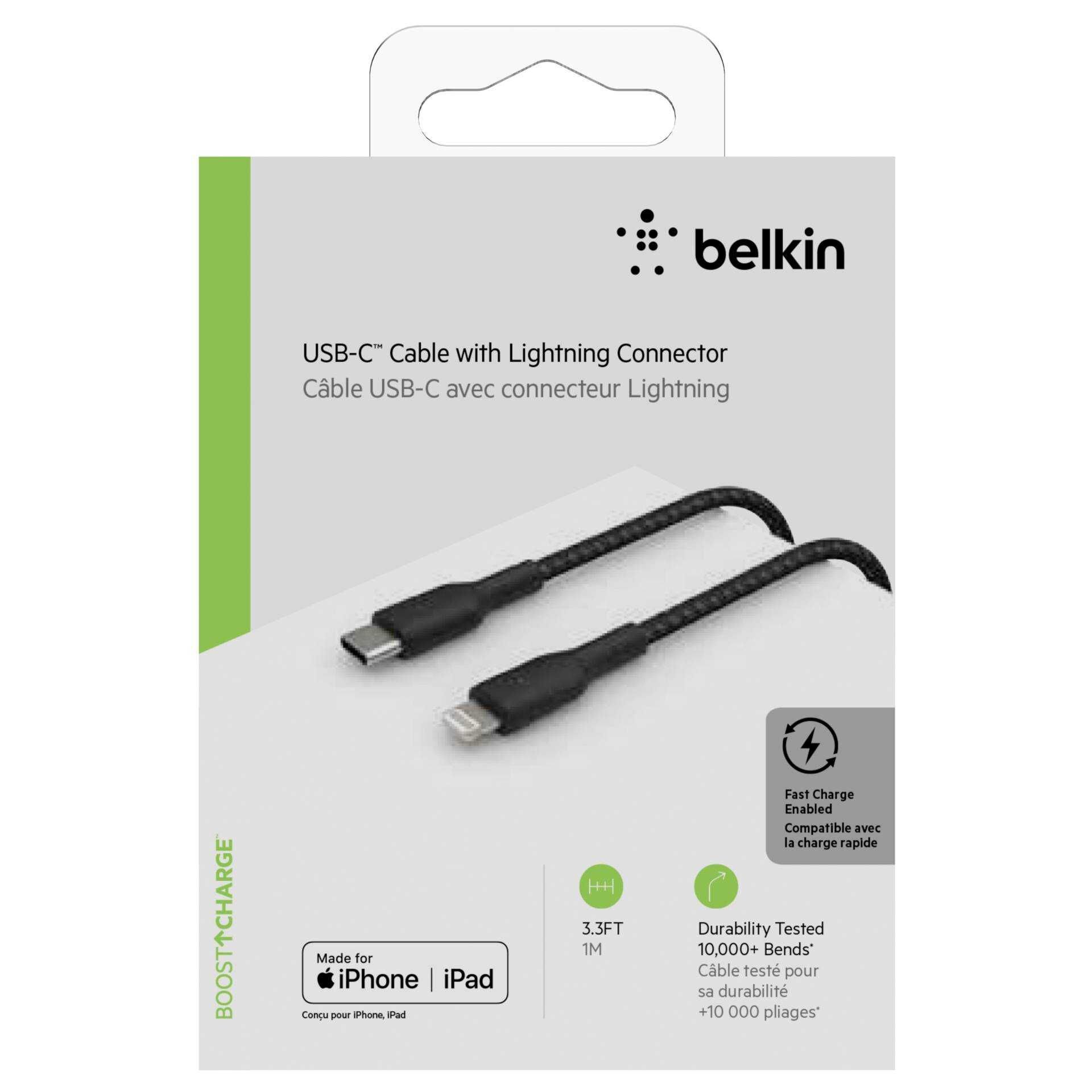 Belkin BOOST CHARGE - Lightning-Kabel - USB-C (M) bis Lightning (M) - 1 m - Schwarz - USB-Stromversorgung (18 W)