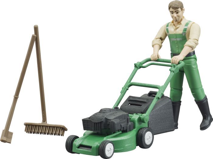 Bruder, Gärtner mit Rasenmäher und Gartengeräten, Bworld, 62103