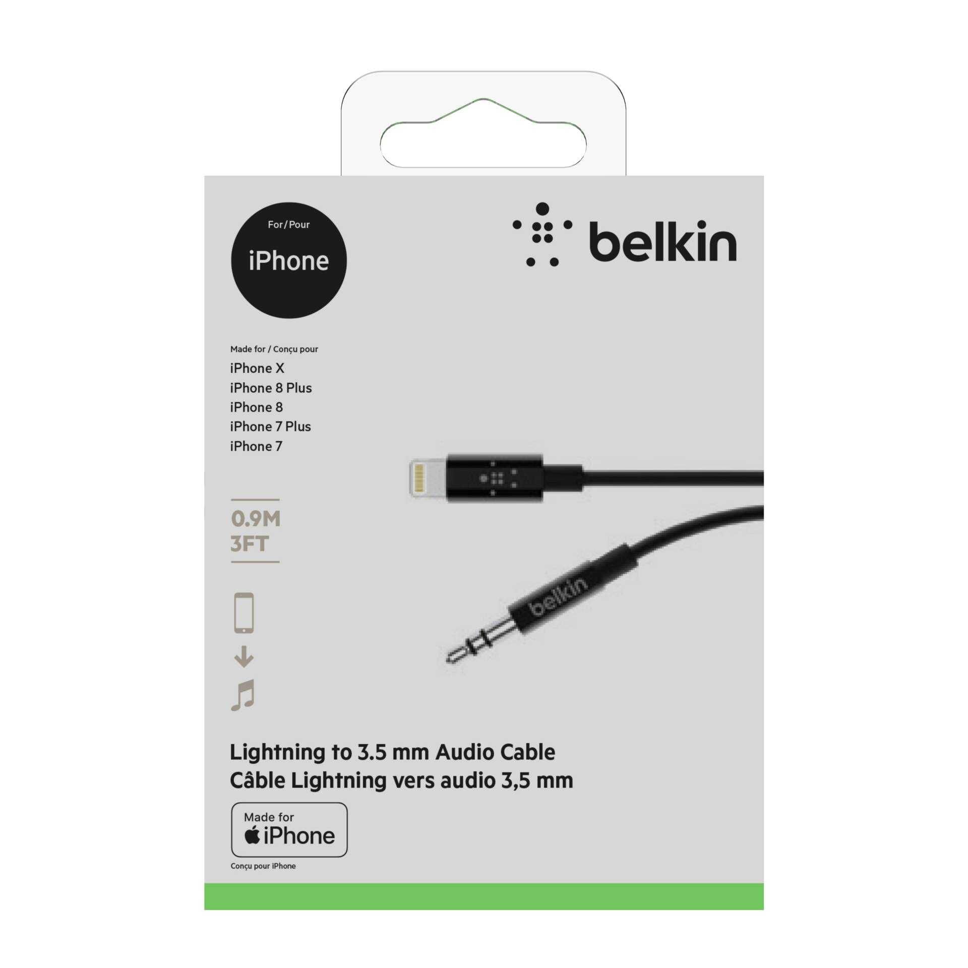 Belkin - Kabel Lightning auf Kopfhöreranschluss - Lightning / Audio - Lightning (M) bis Stereo Mini-Klinkenstecker (M) - 91.4 cm - Schwarz