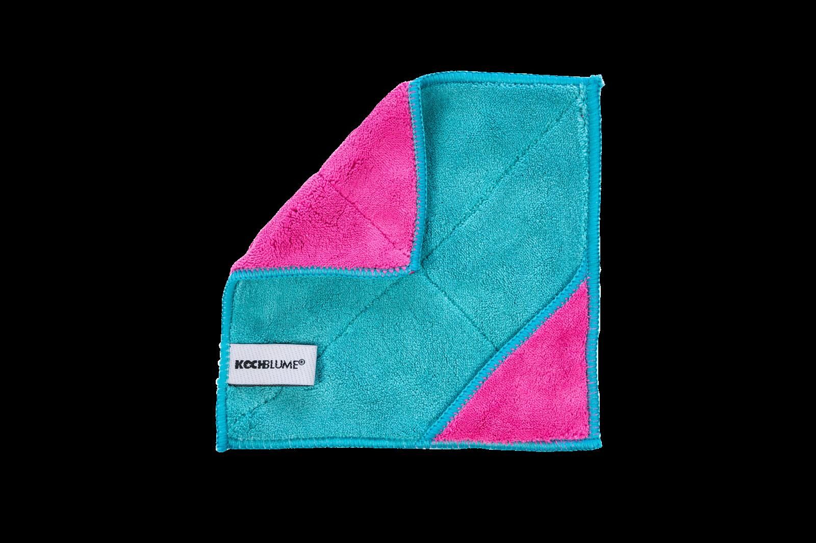 Kochblume Microfasertuch - 18x18 cm türkis-pink