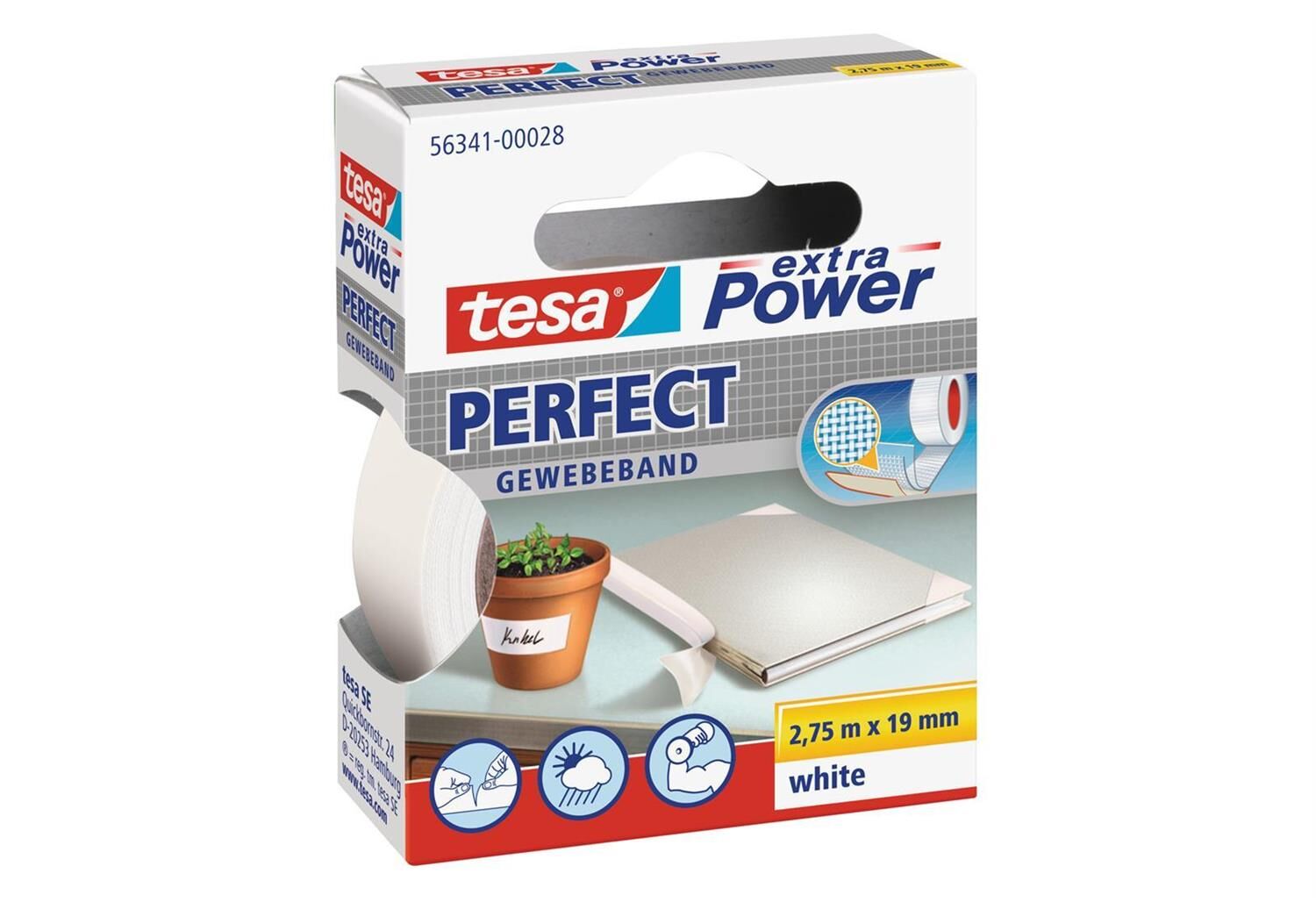 TESA Gewebeband extra Power 19mm 2,75m weiß
