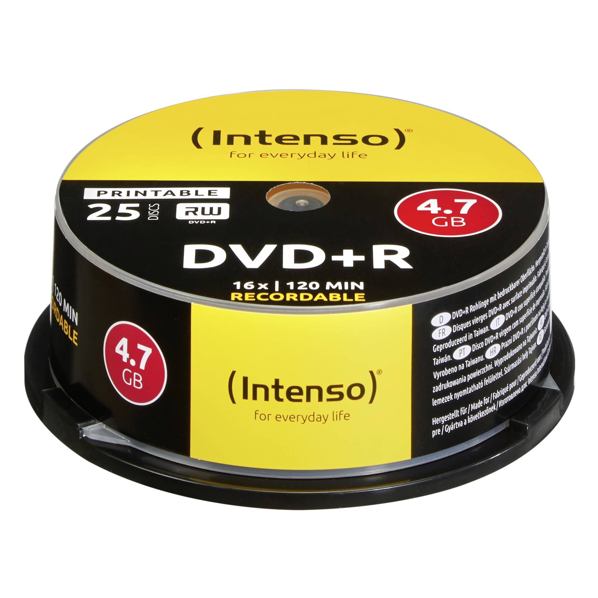 Intenso - 25 x DVD+R - 4.7 GB 16x - mit Tintenstrahldrucker bedruckbare Oberfläche - Spindel