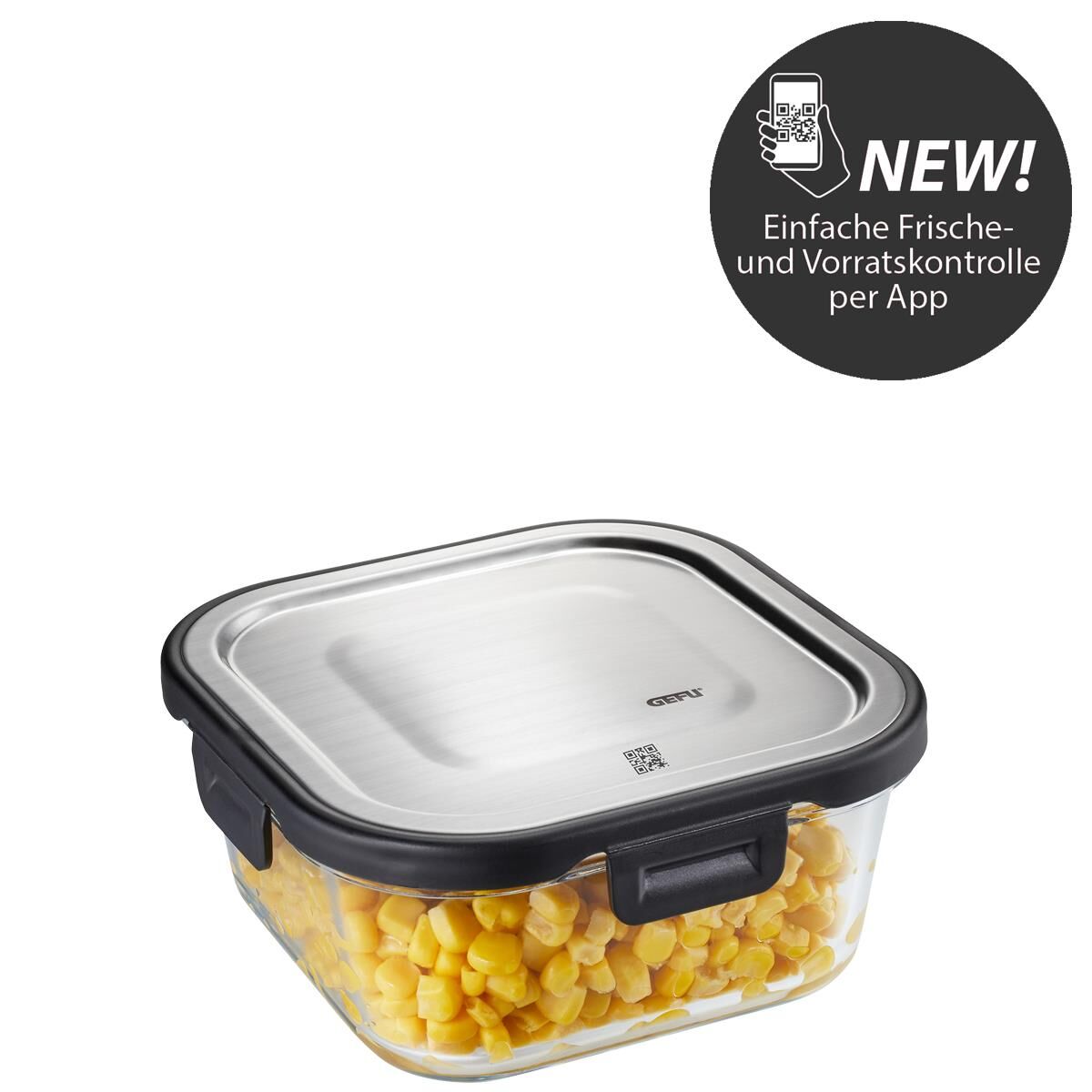 GEFU Frischhaltedose MILO quadratisch 800 ml Frische- und Vorratskontrolle per App