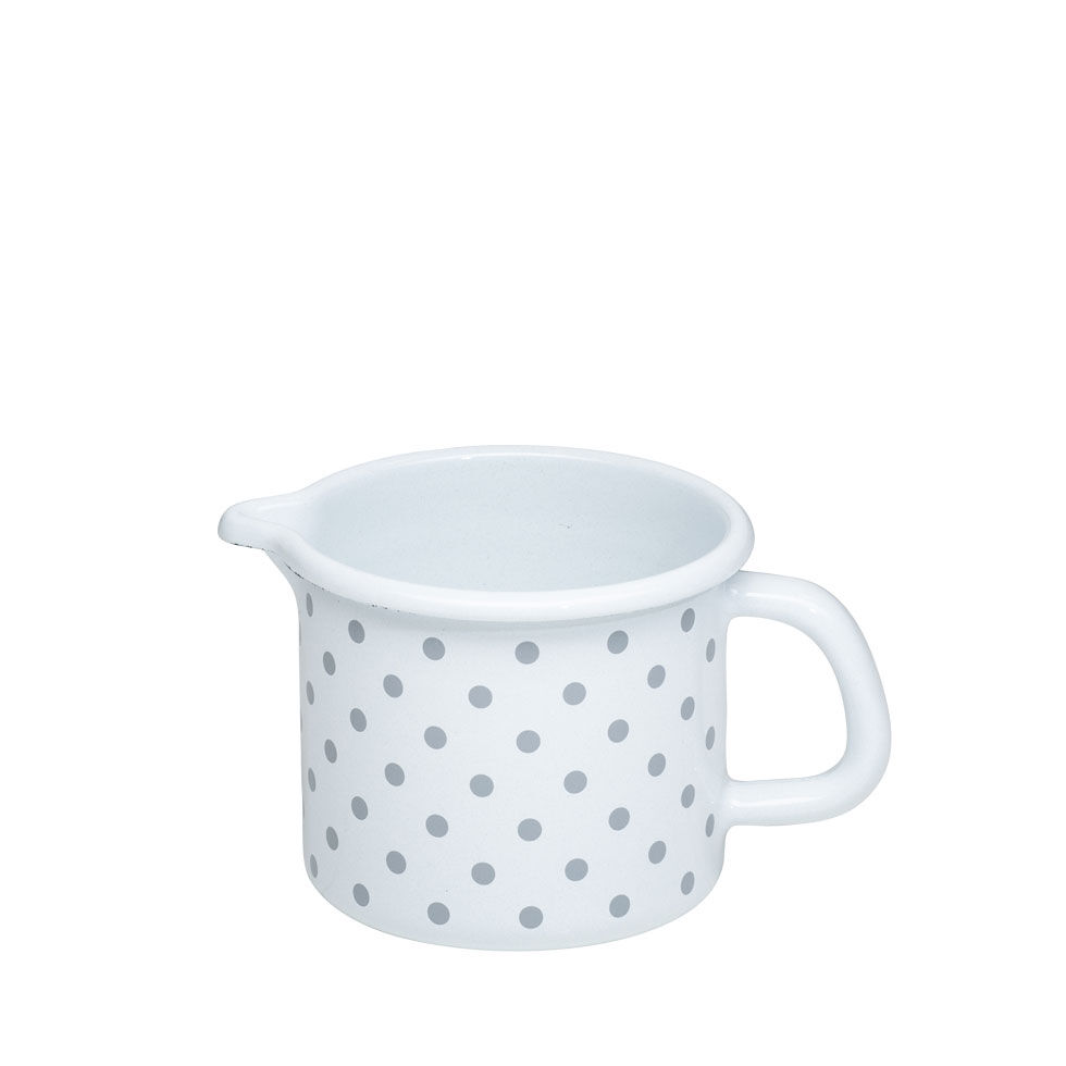 Riess Schnabeltopf Ø9cm 0,5 Liter Emaille Country Pünktchen grau