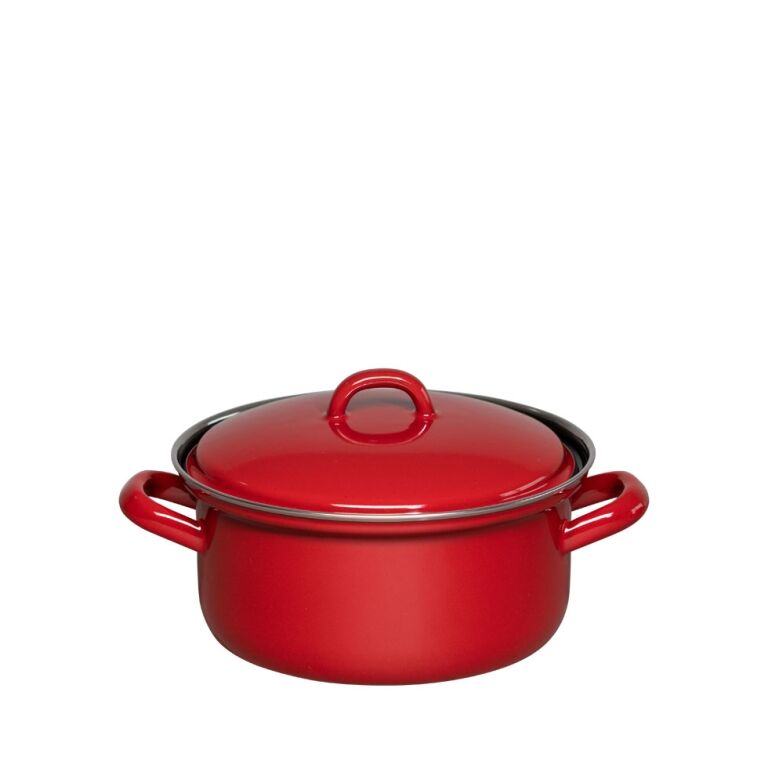 Riess Kasserolle mit Deckel Ø16cm 1,1L Color Rot Emaille