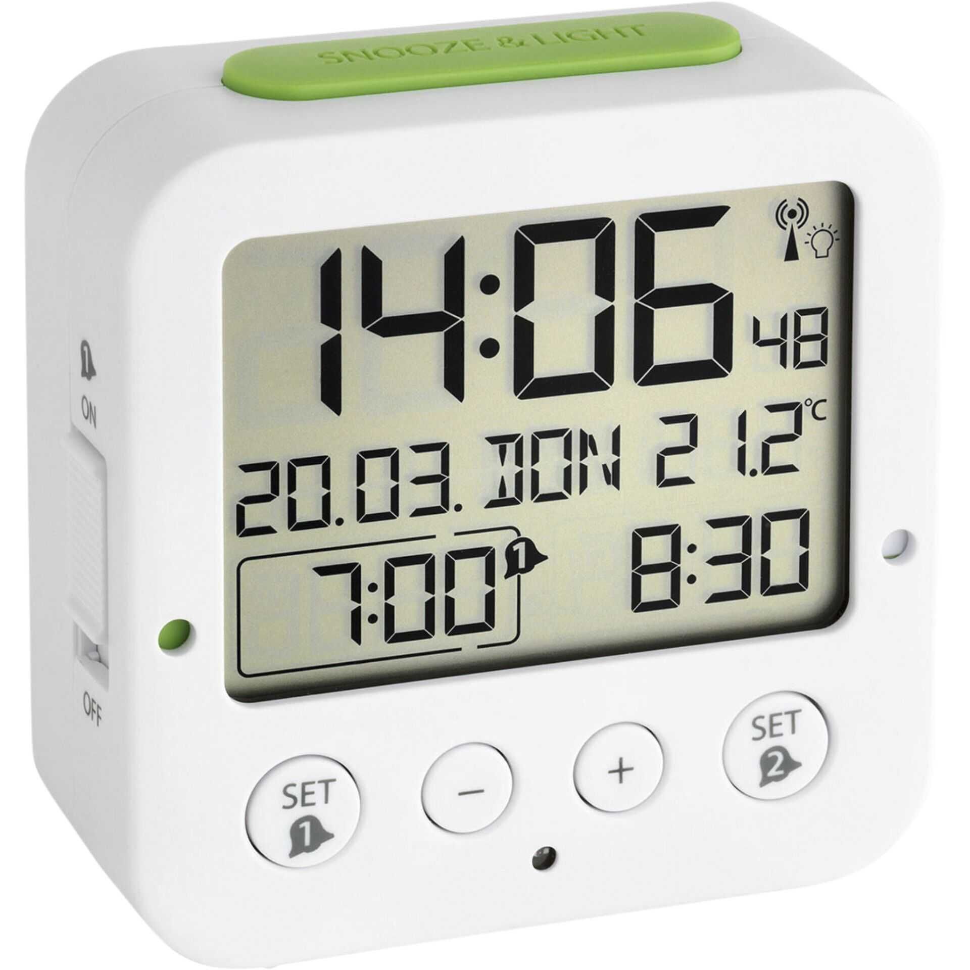 TFA 60.2528.02 Bingo        weiß Funk Wecker mit Temperatur