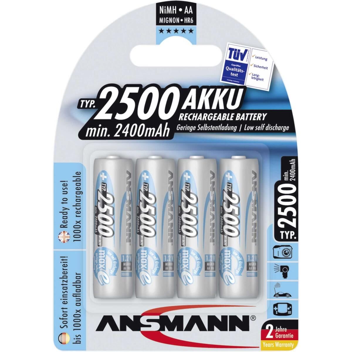 ANSMANN - Batterie 4 x AA-Typ - NiMH - (wiederaufladbar) - 2500 mAh