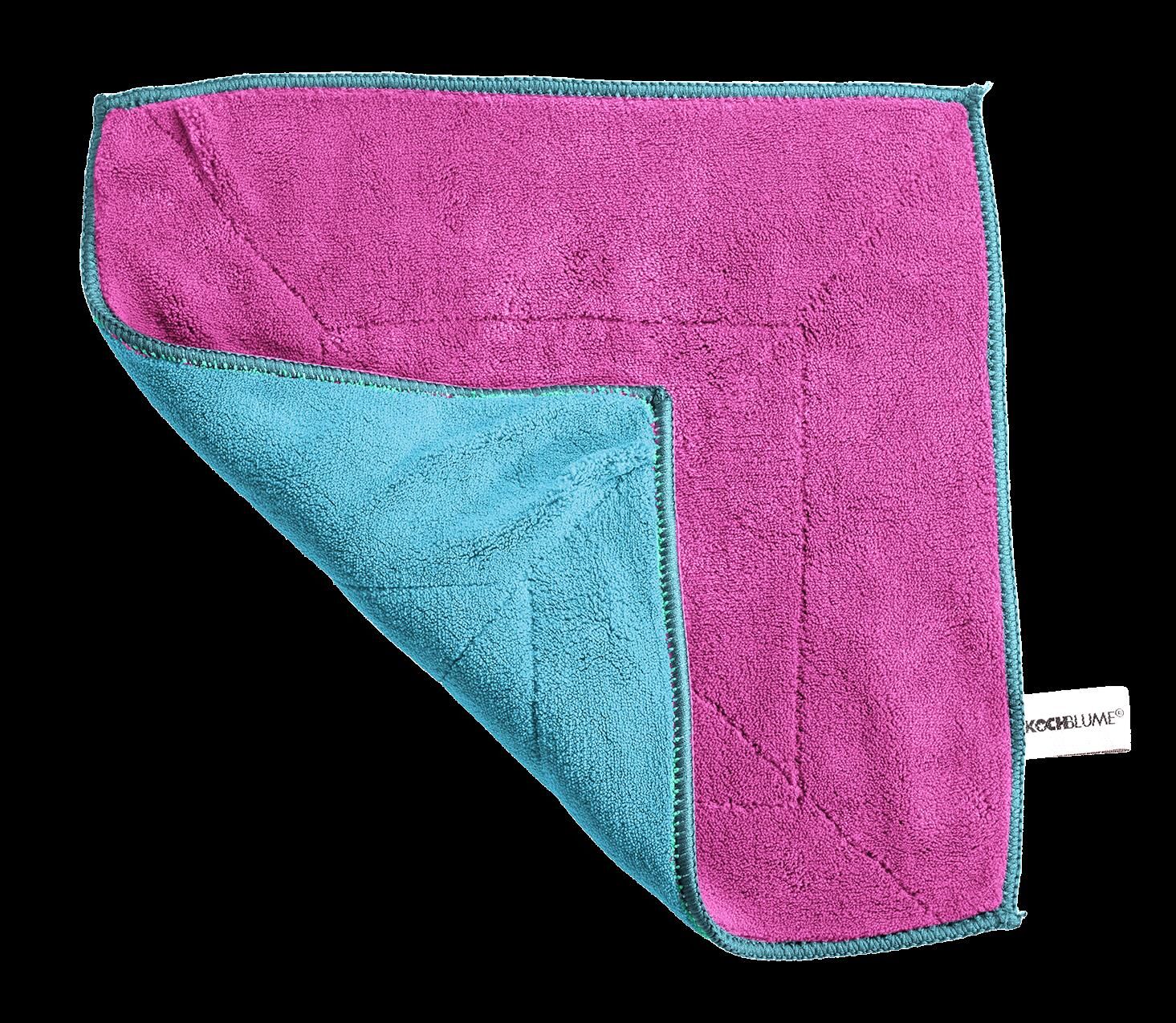 Kochblume Microfasertuch - 30x30 cm türkis-pink