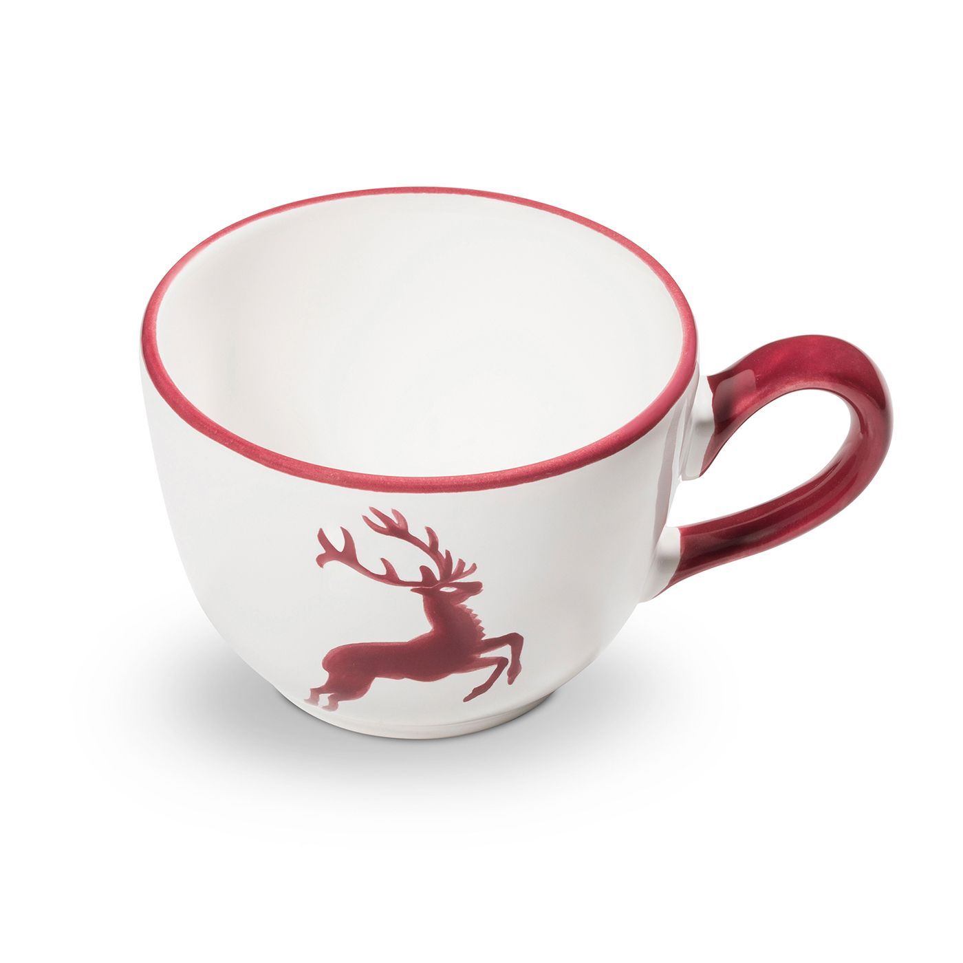 Gmundner Keramik Bordeauxr. Hirsch, Kaffeetasse Cup 0,19 Liter