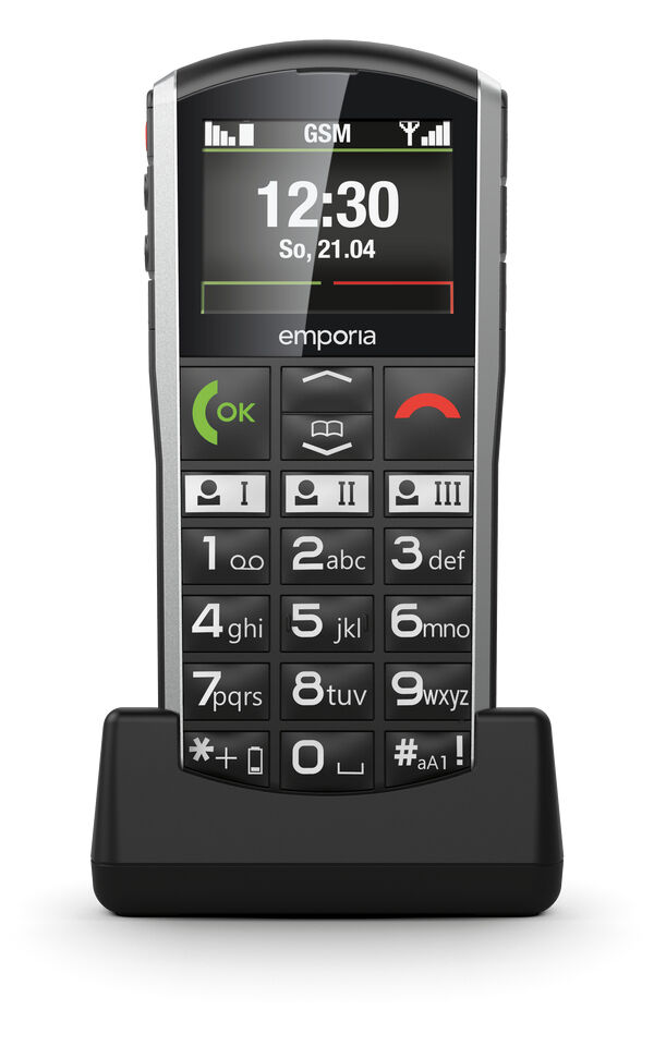 Emporia SIMPLICITY, Balken, 5,08 cm (2"), 220 x 176 Pixel, Bluetooth, 1200 mAh, Schwarz, Silber