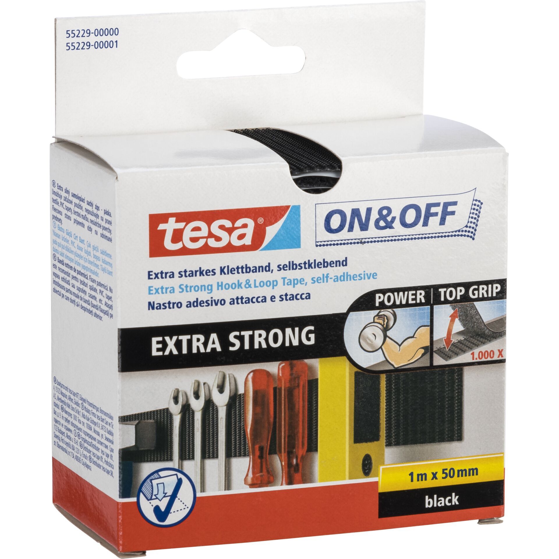 Tesa®, Klettband extrastark, 50mm x 1m, schwarz