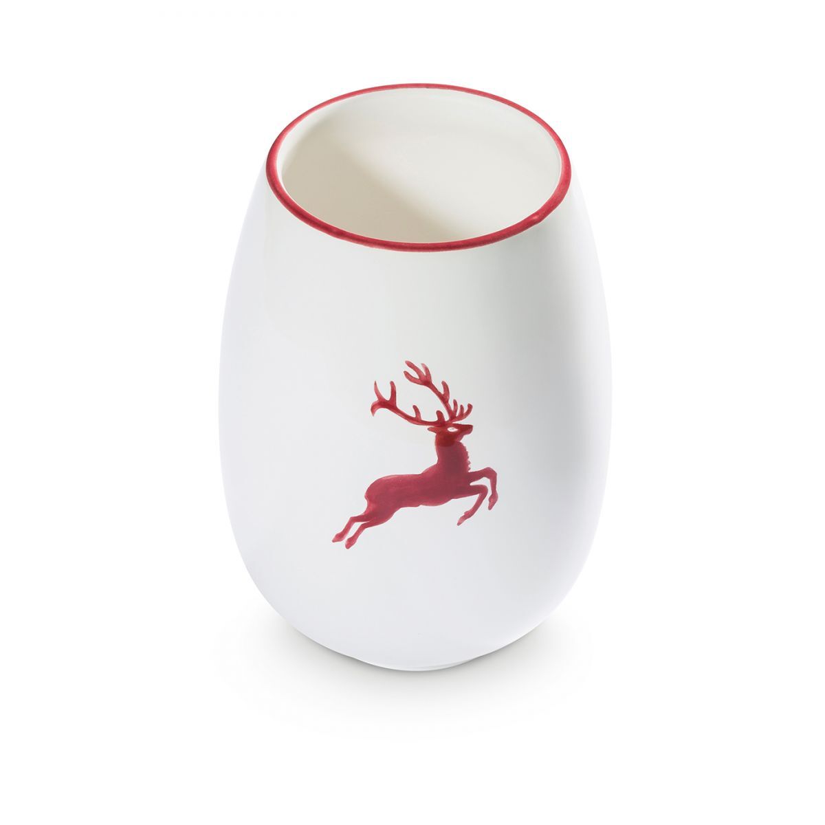 Gmundner Keramik Bordeauxroter Hirsch, Vase 15cm
