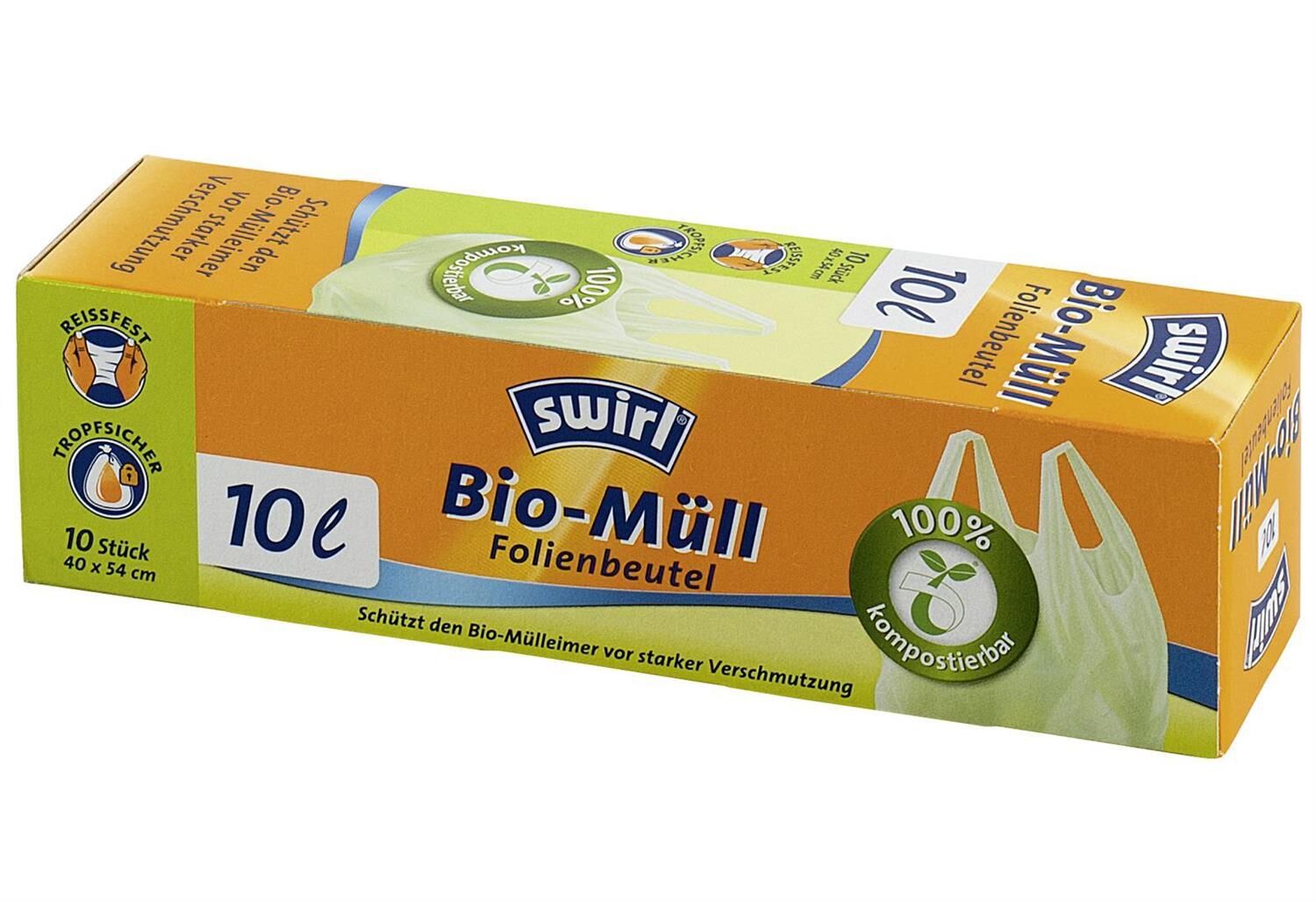 SWIRL Abfallbeutel Biofolie mit Griff 10 Liter Pack Rolle mit 10 Stück