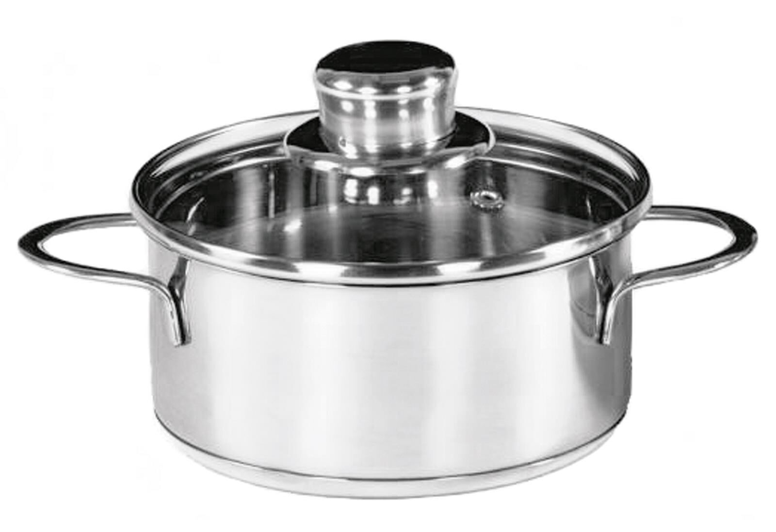 KARL KRÜGER Bratentopf Saturn mit Glasdeckel 0,75  Liter Ø14cm Edelstahl