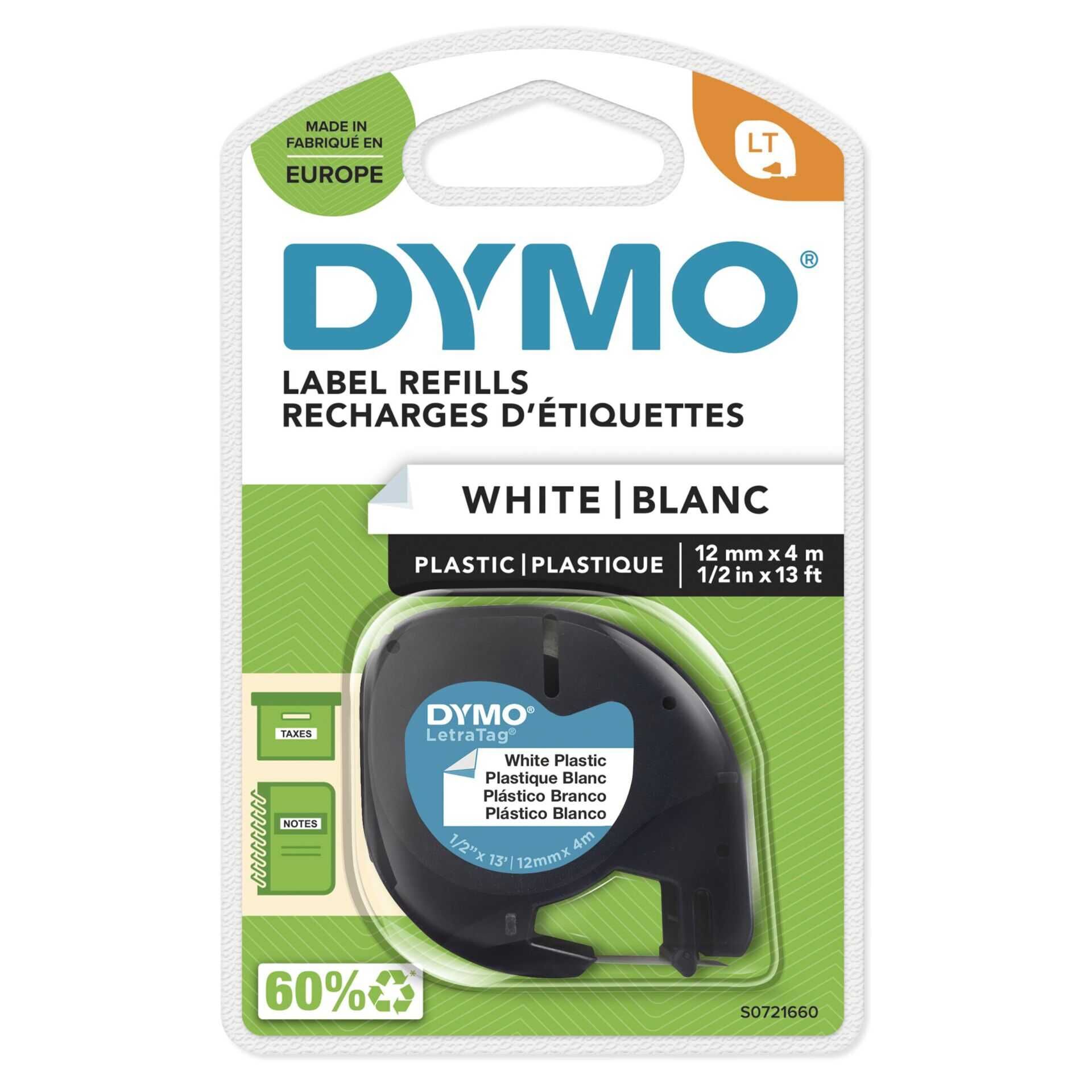 DYMO Ersatzband für LT 100H Plastik 12mmx4m weiß