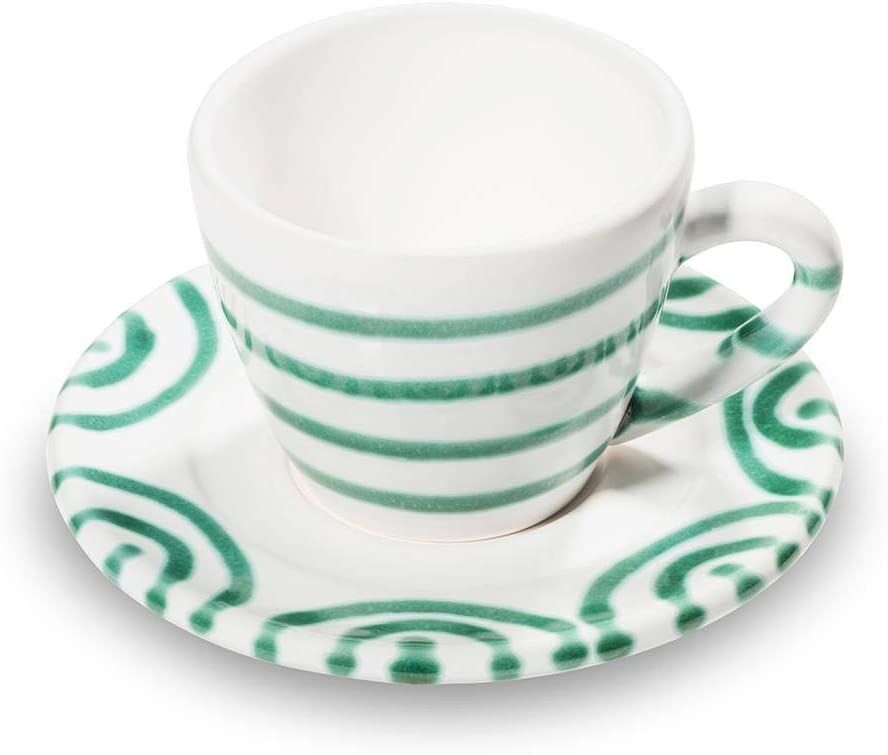 Gmundner Keramik Grüngeflammt  Espresso für Dich/2tlg.im Geschenkk.