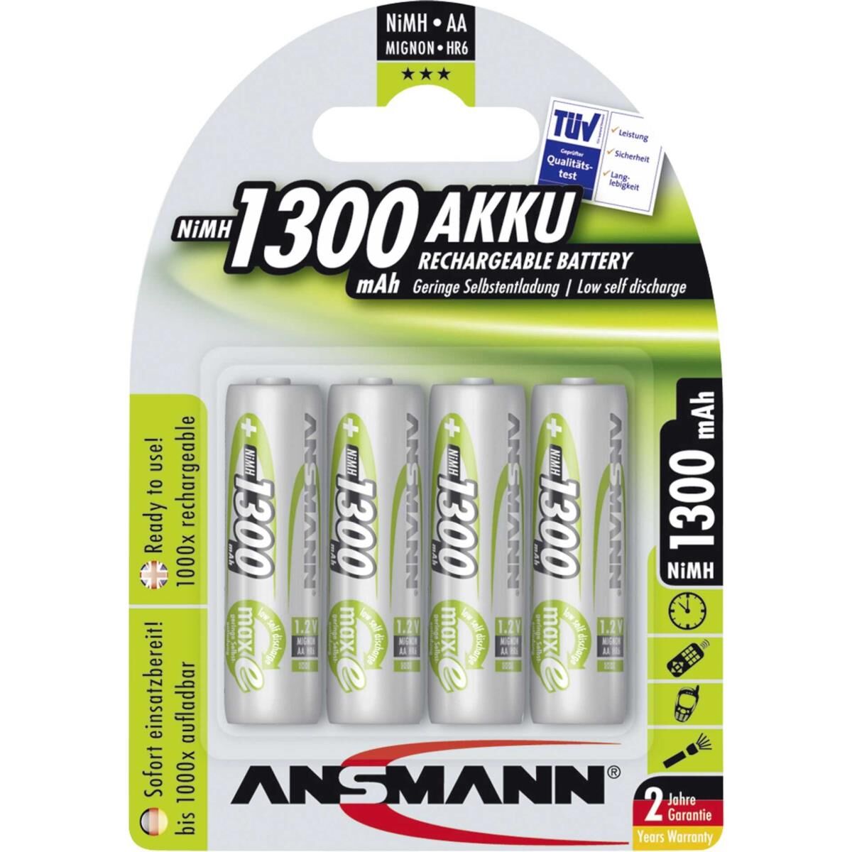 ANSMANN - Batterie 4 x AA-Typ - NiMH - (wiederaufladbar) - 1300 mAh