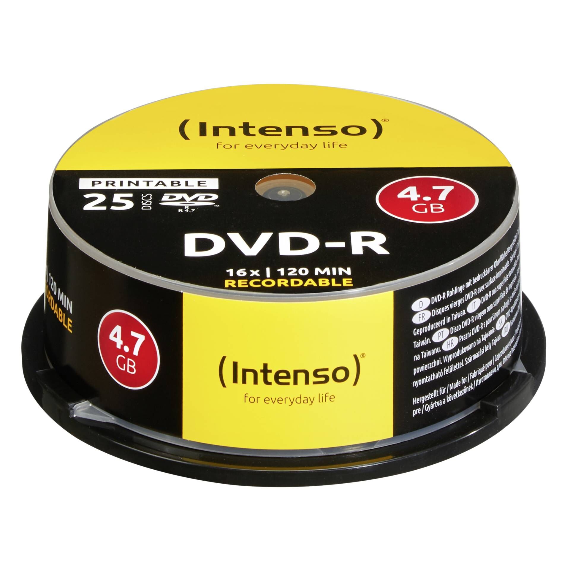 Intenso - 25 x DVD-R (G) - 4.7 GB 16x - mit Tintenstrahldrucker bedruckbare Oberfläche - Spindel