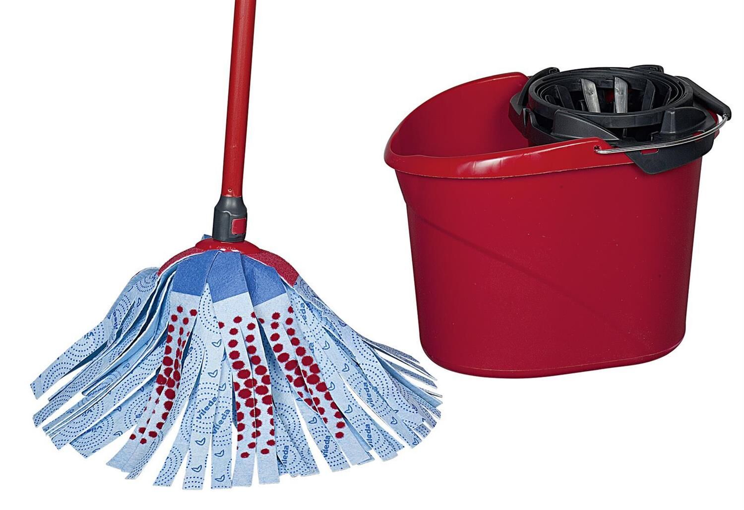 VILEDA Putzeimer SuperMocio mit Powerpresse 12 Liter rot/grau