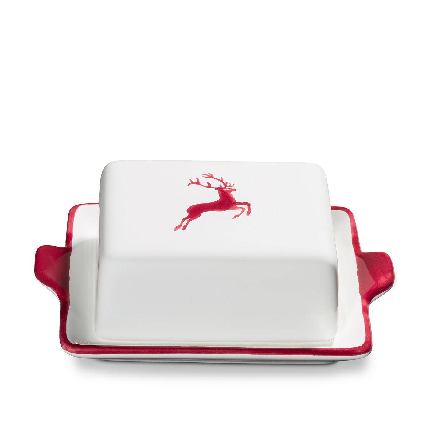 Gmundner Keramik Bordeauxroter Hirsch, Butterdose (125g)
