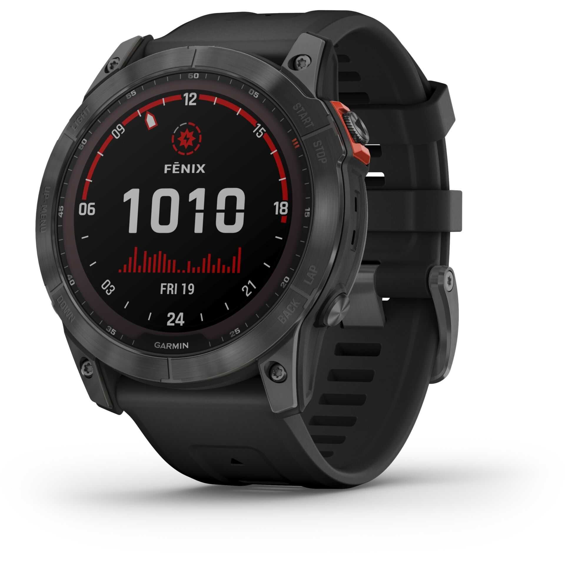 Garmin fenix 7X Solar - 51 mm - Slate Gray - Sportuhr mit Band - Silikon - schwarz