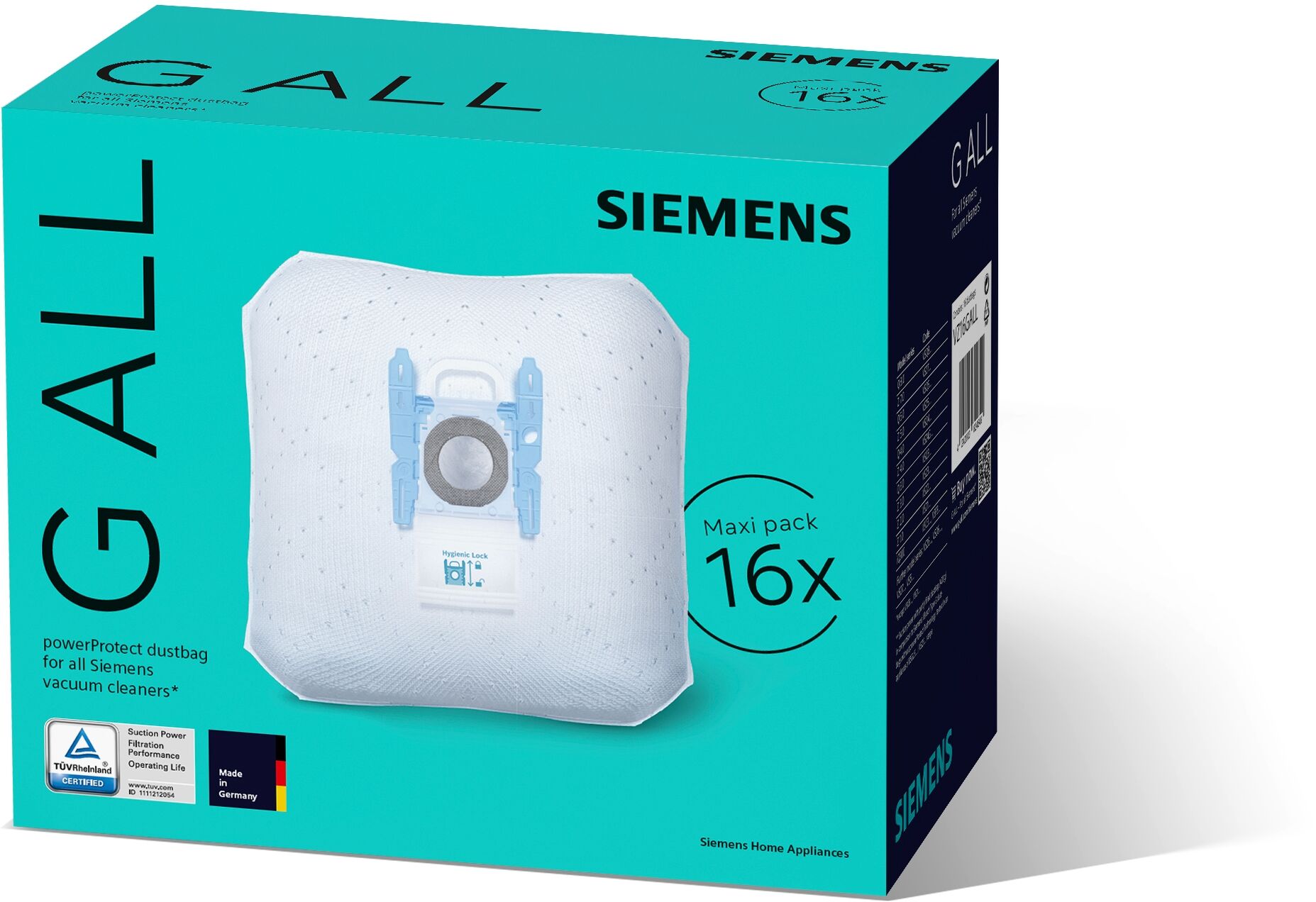 Siemens PowerProtect VZ16GALL - Tasche - für Staubsauger (Packung mit 16) - für Q5.0 allergy; Z7.0 allergyPlus; Z7.0 family allergyPlus